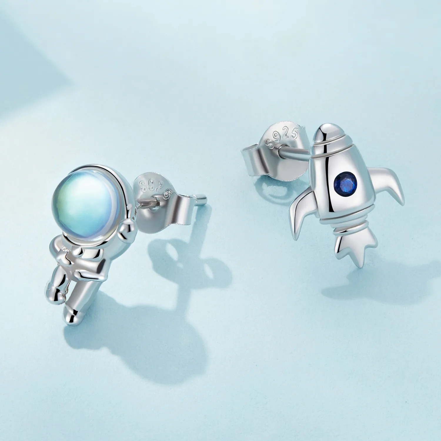 Pandora Style Spaceship Asymmetric Earrings - SCE1578