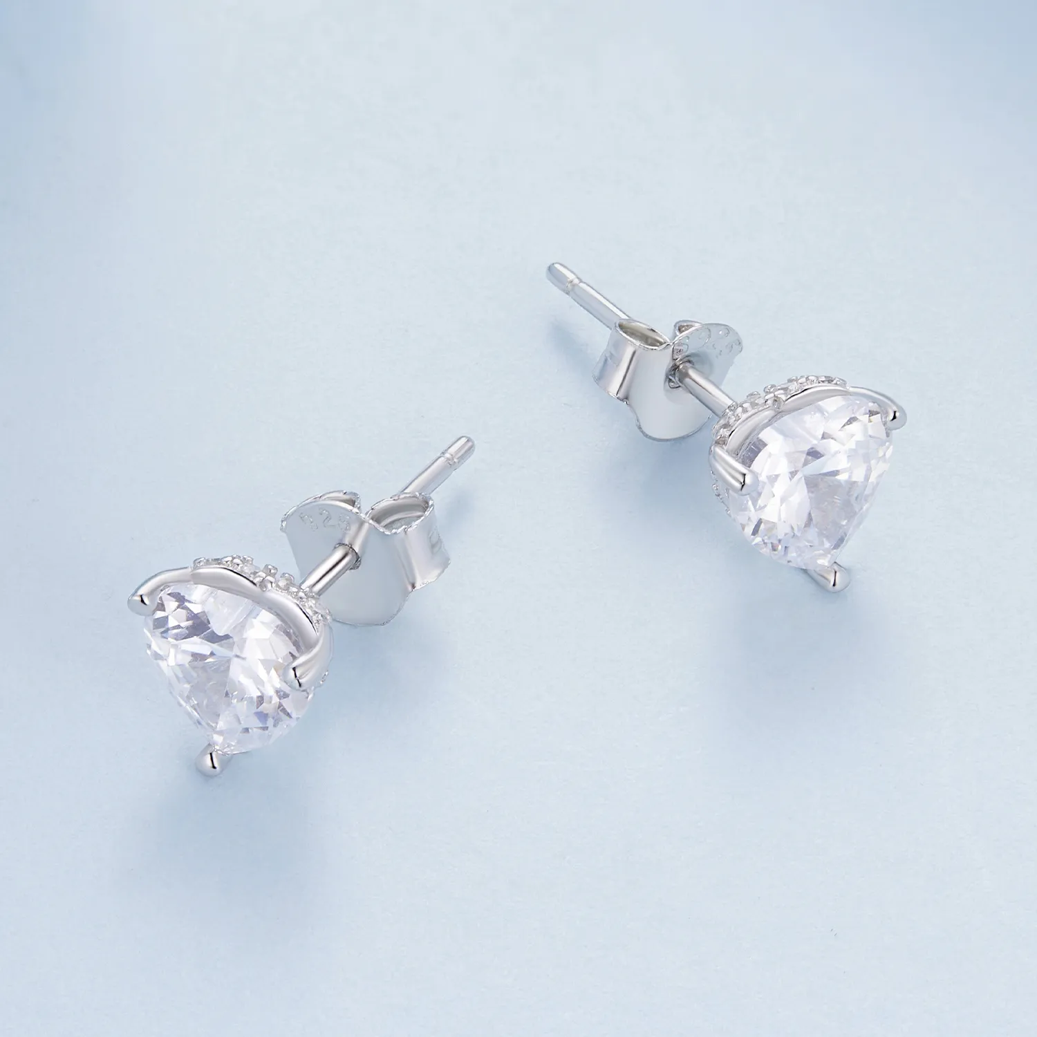 Pandora Style Sparkling Heart Studs Earrings - BSE853