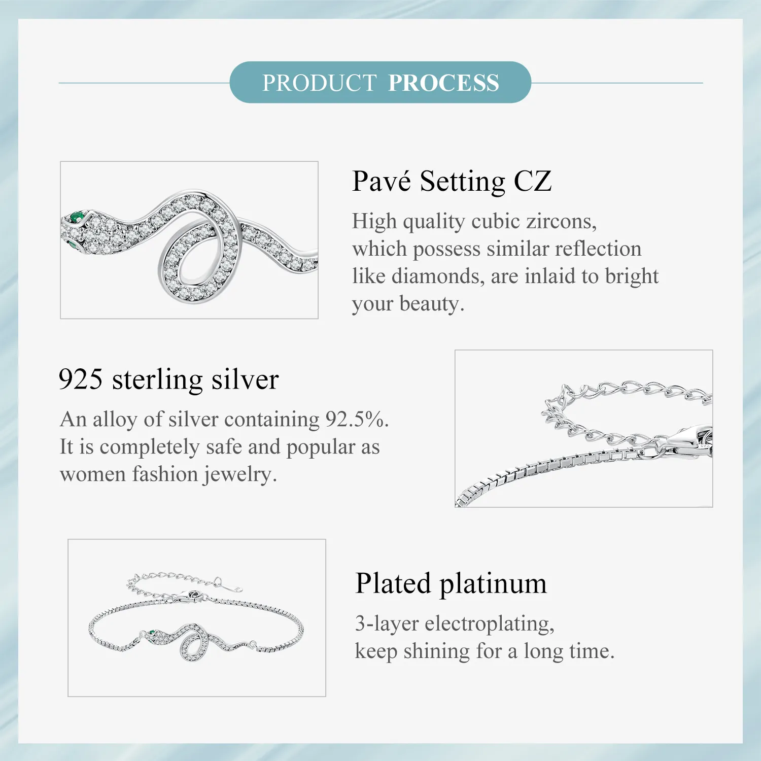 Pandora Style Spirit Snake Chain Bracelet - SCB261