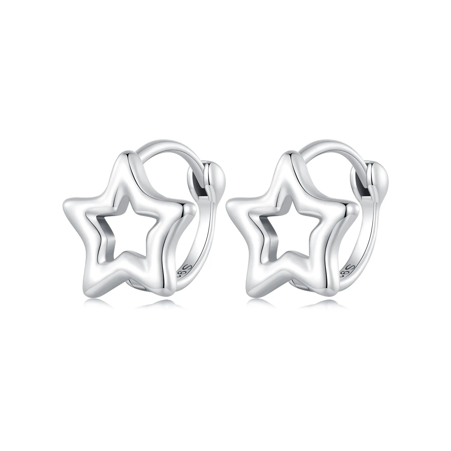 Pandora Style Star Hoop Earrings - BSE896