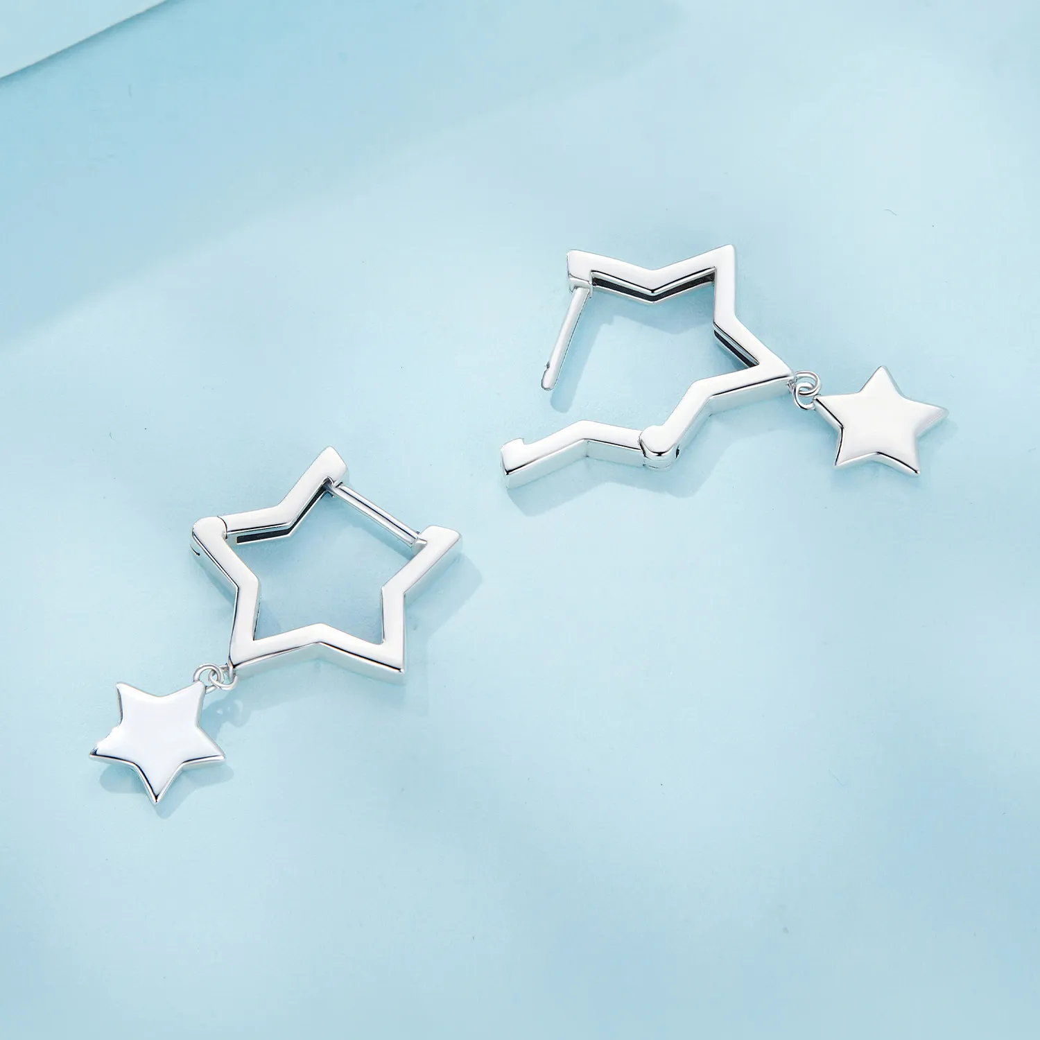 Pandora Style Star Hoop Earrings - SCE1621