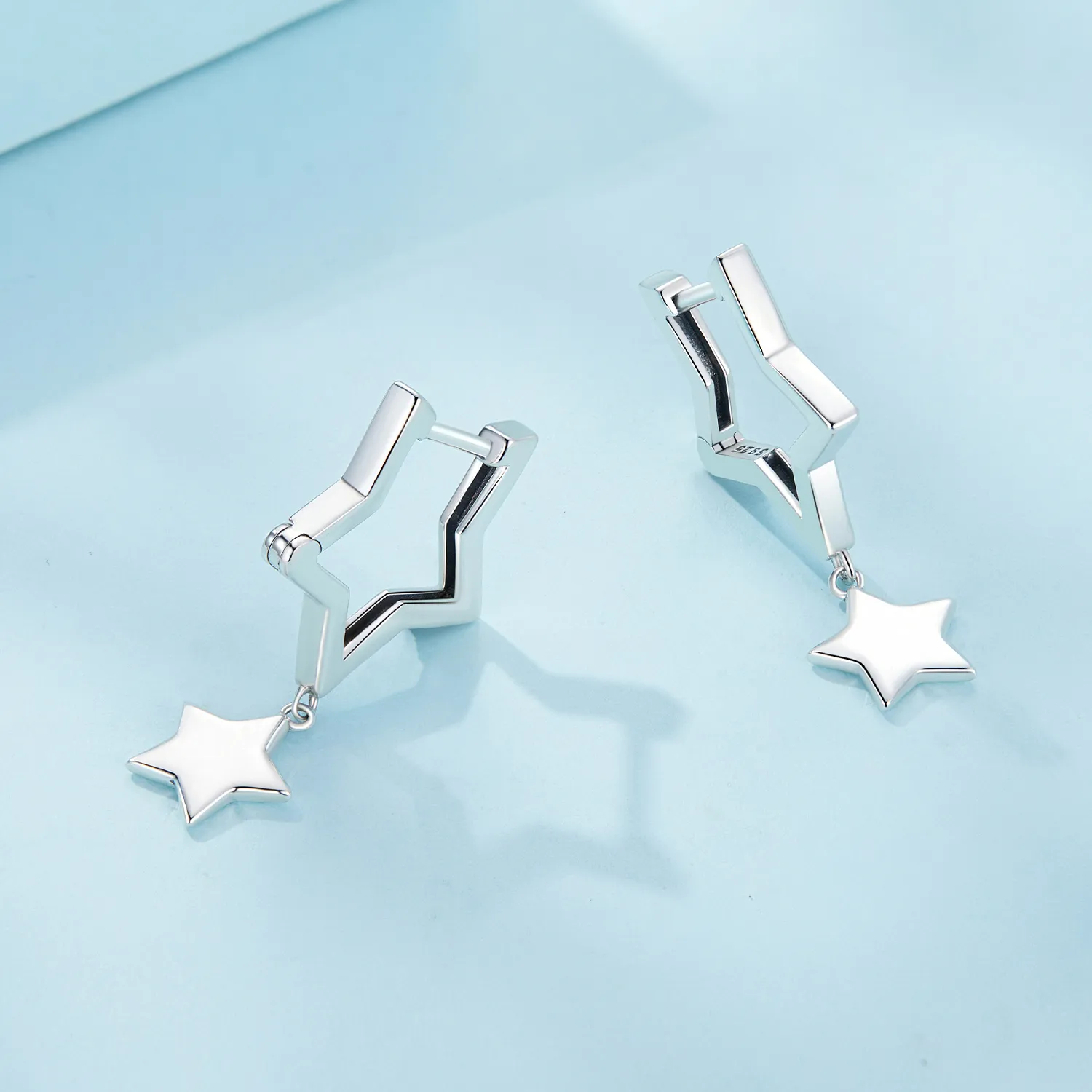 Pandora Style Star Hoop Earrings - SCE1621