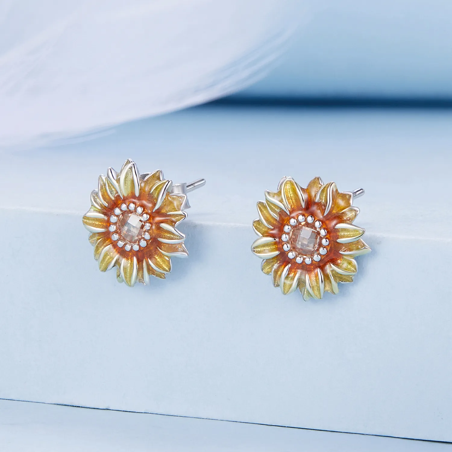 Pandora Style Sunflower Studs Earrings - BSE867