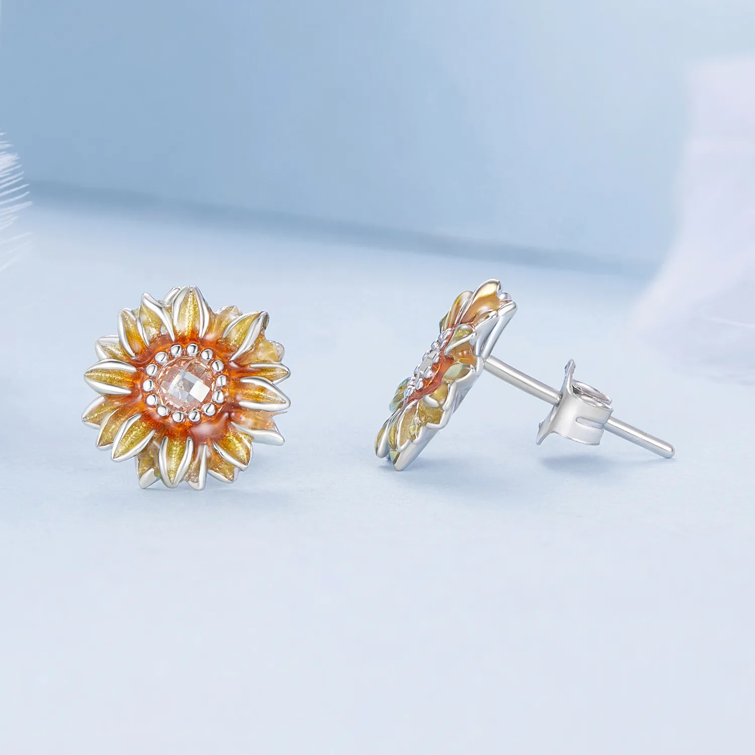 Pandora Style Sunflower Studs Earrings - BSE867