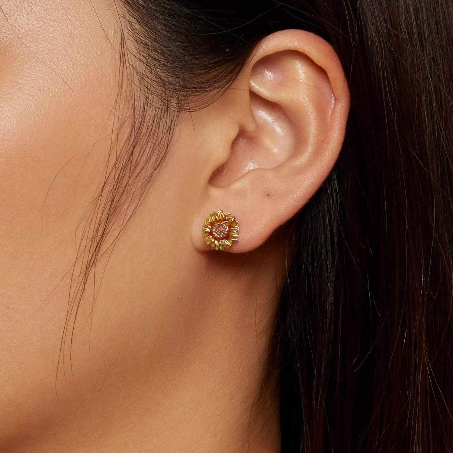 Pandora Style Sunflower Studs Earrings - BSE867