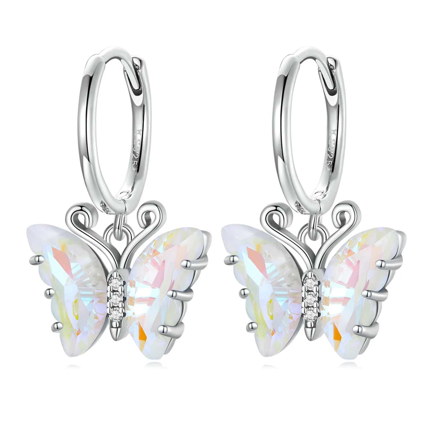 Pandora Style Symphony Butterfly Hoop Earrings - SCE1588-CF