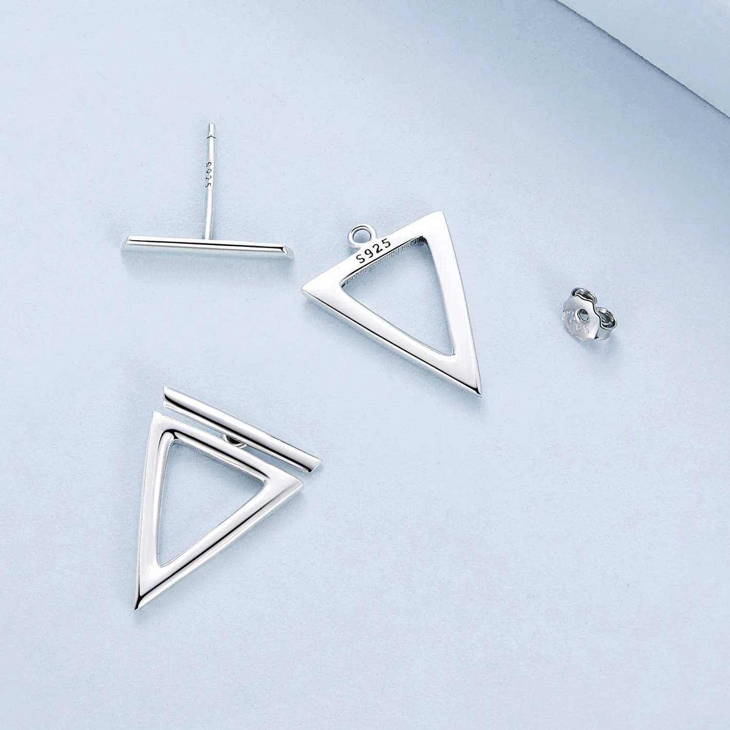 Pandora Style Triangle Studs Earrings - BSE900