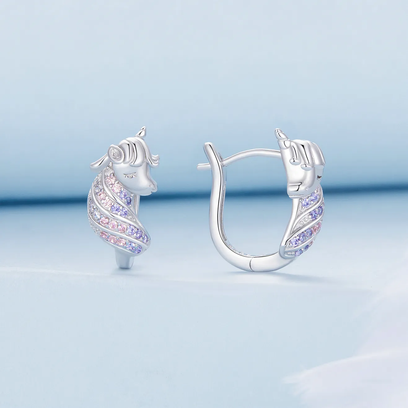 Pandora Style Unicorn Hoop Earrings - BSE832