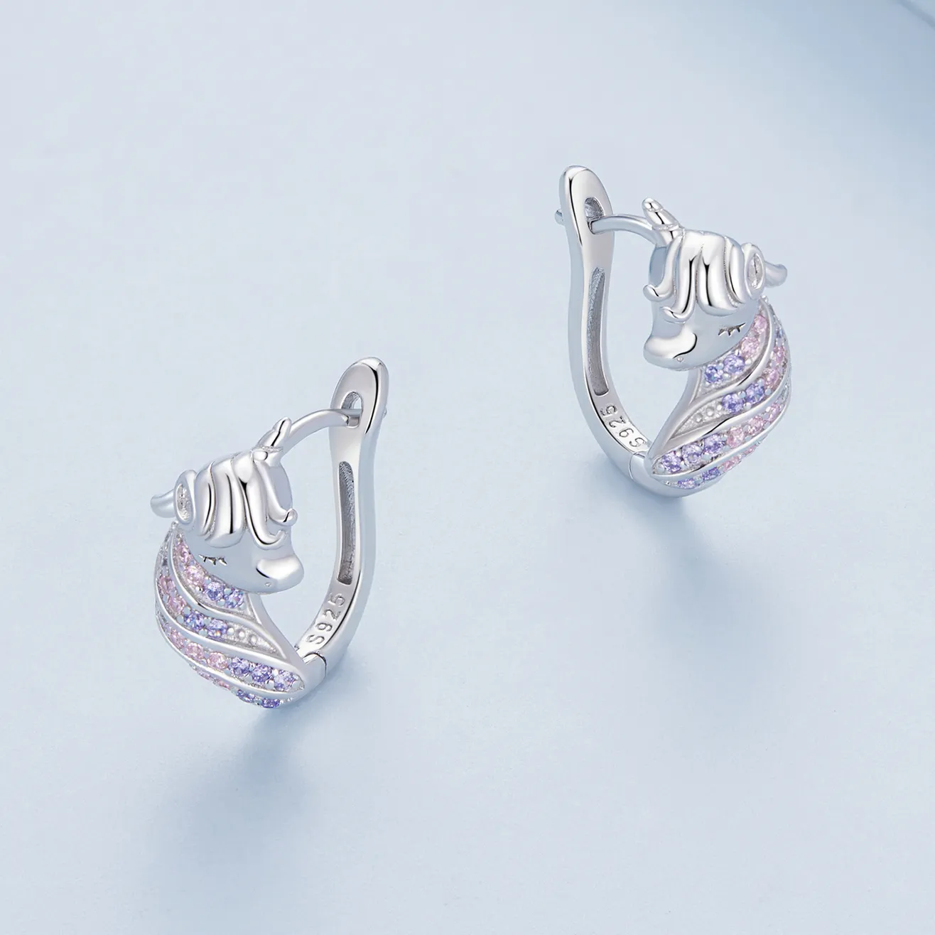 Pandora Style Unicorn Hoop Earrings - BSE832