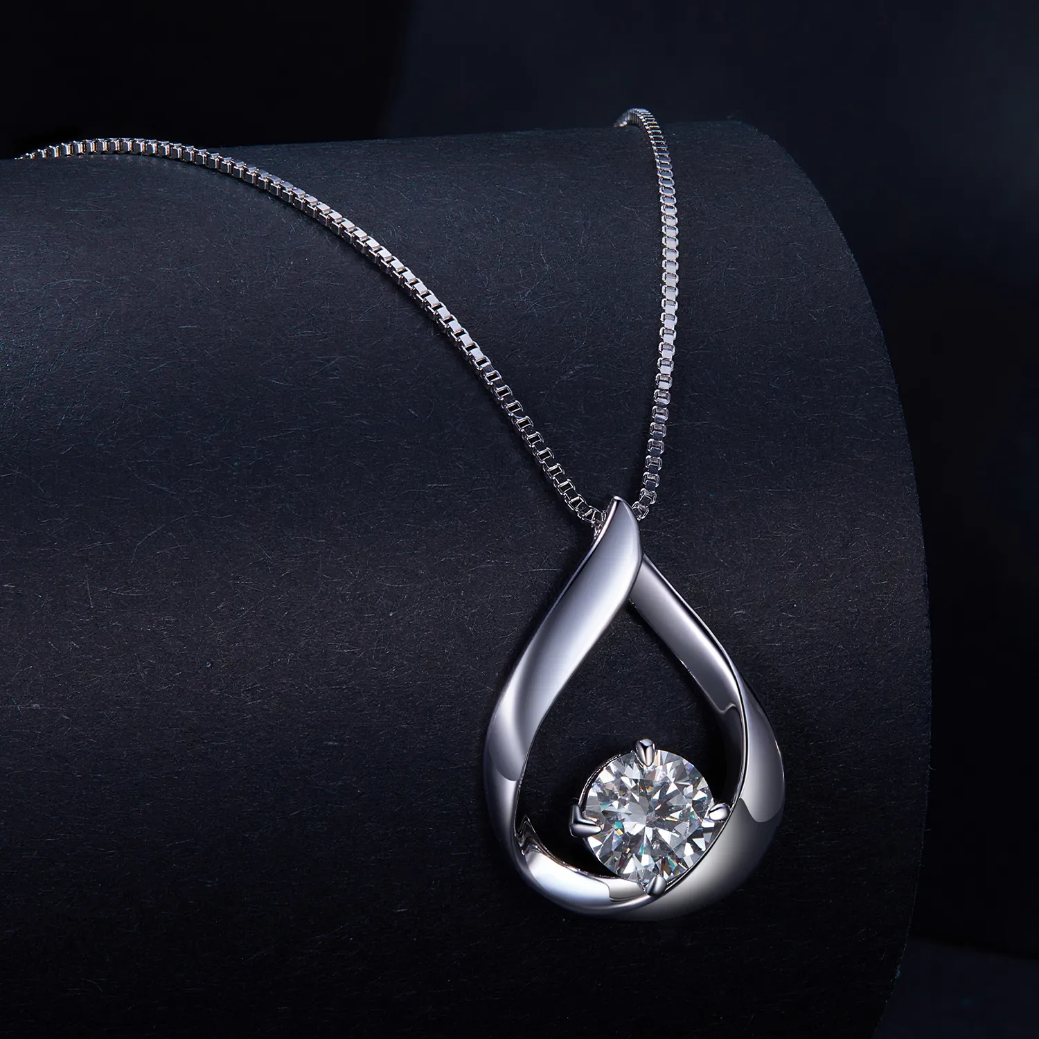 Pandora Style Water Drop Moissanite Necklace (One Certificate) - MSN015