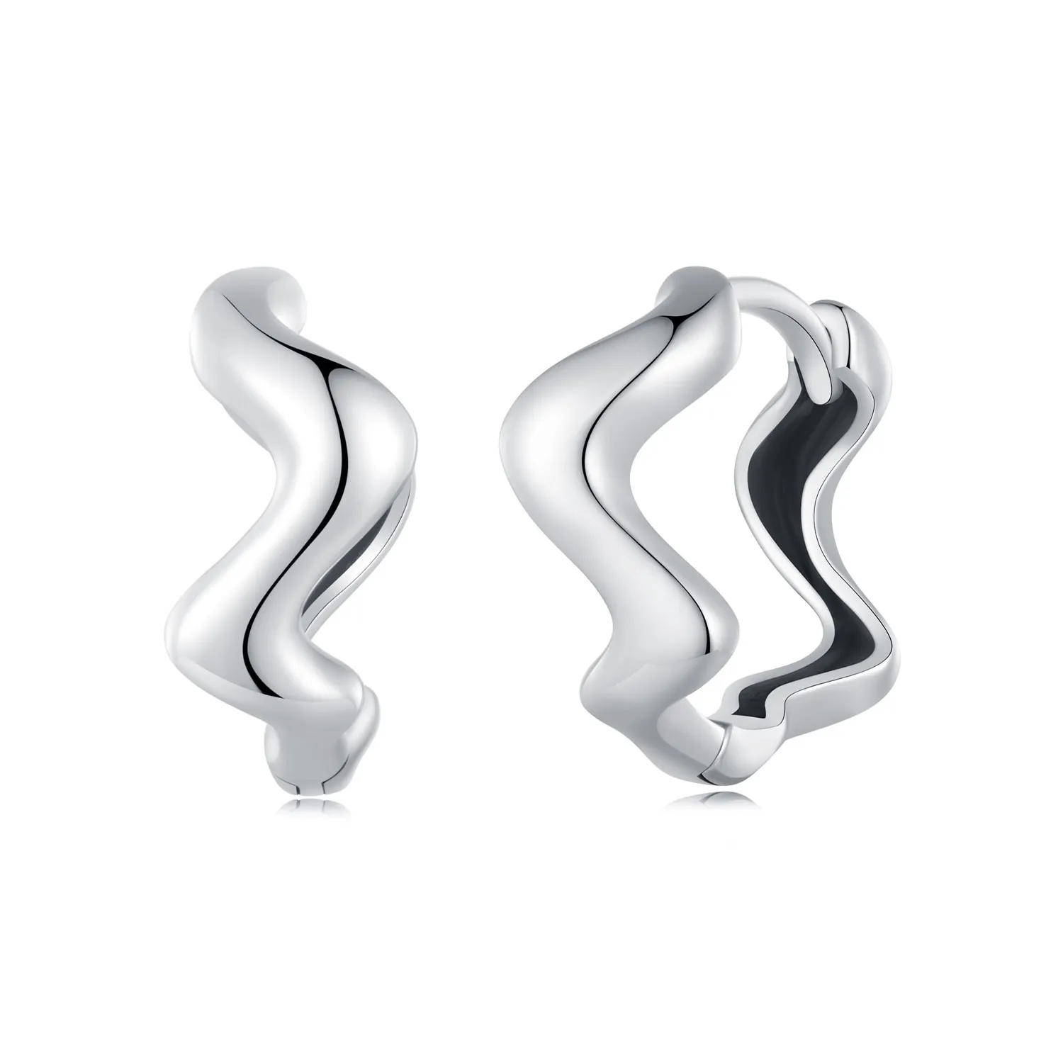 Pandora Style Wave Hoop Earrings - SCE1624