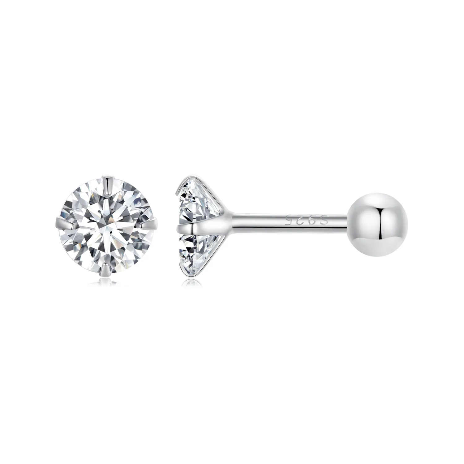 Pandora Style White Zirconium Studs Earrings - SCE1646-S