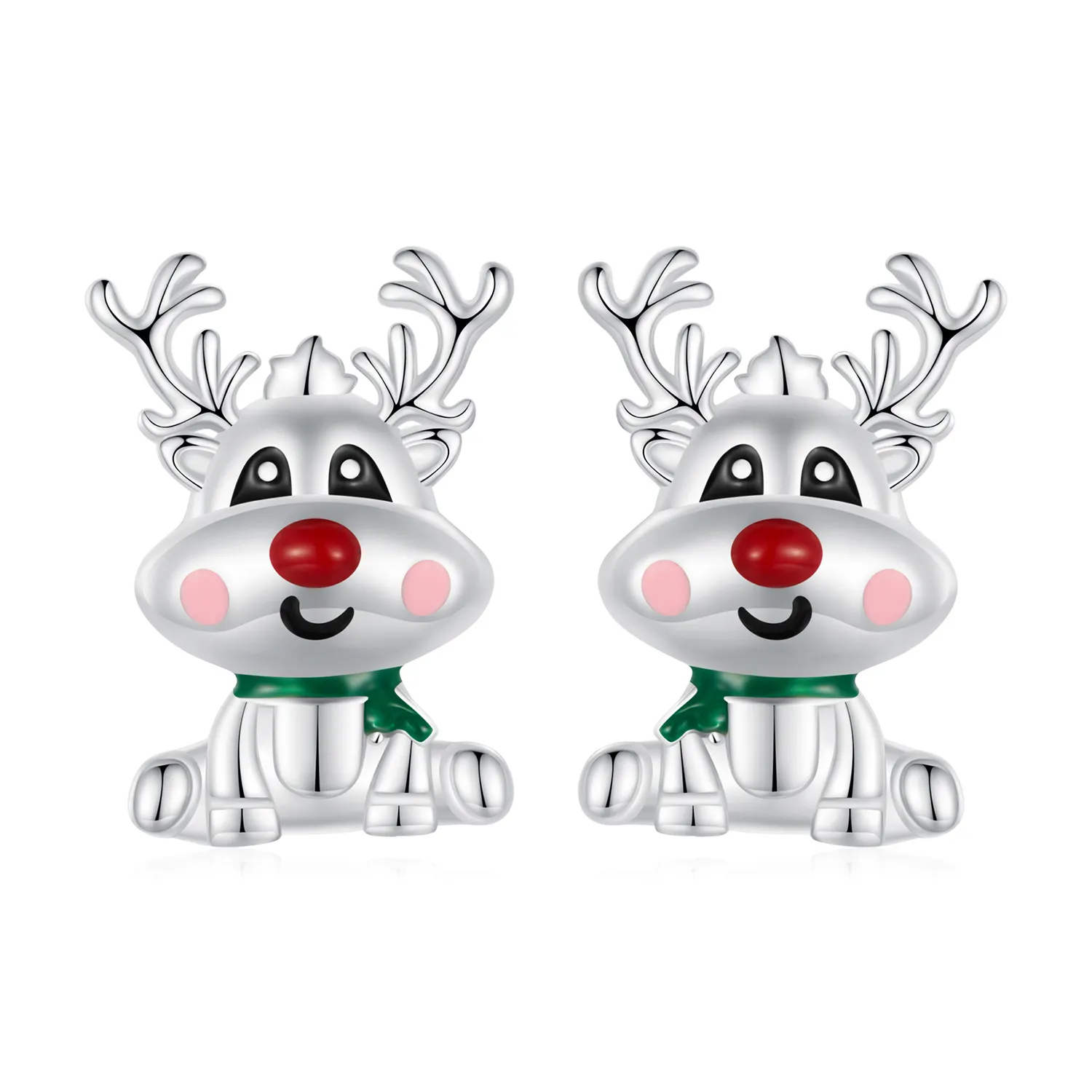 pandora inspired christmas reindeer studs earrings bse920