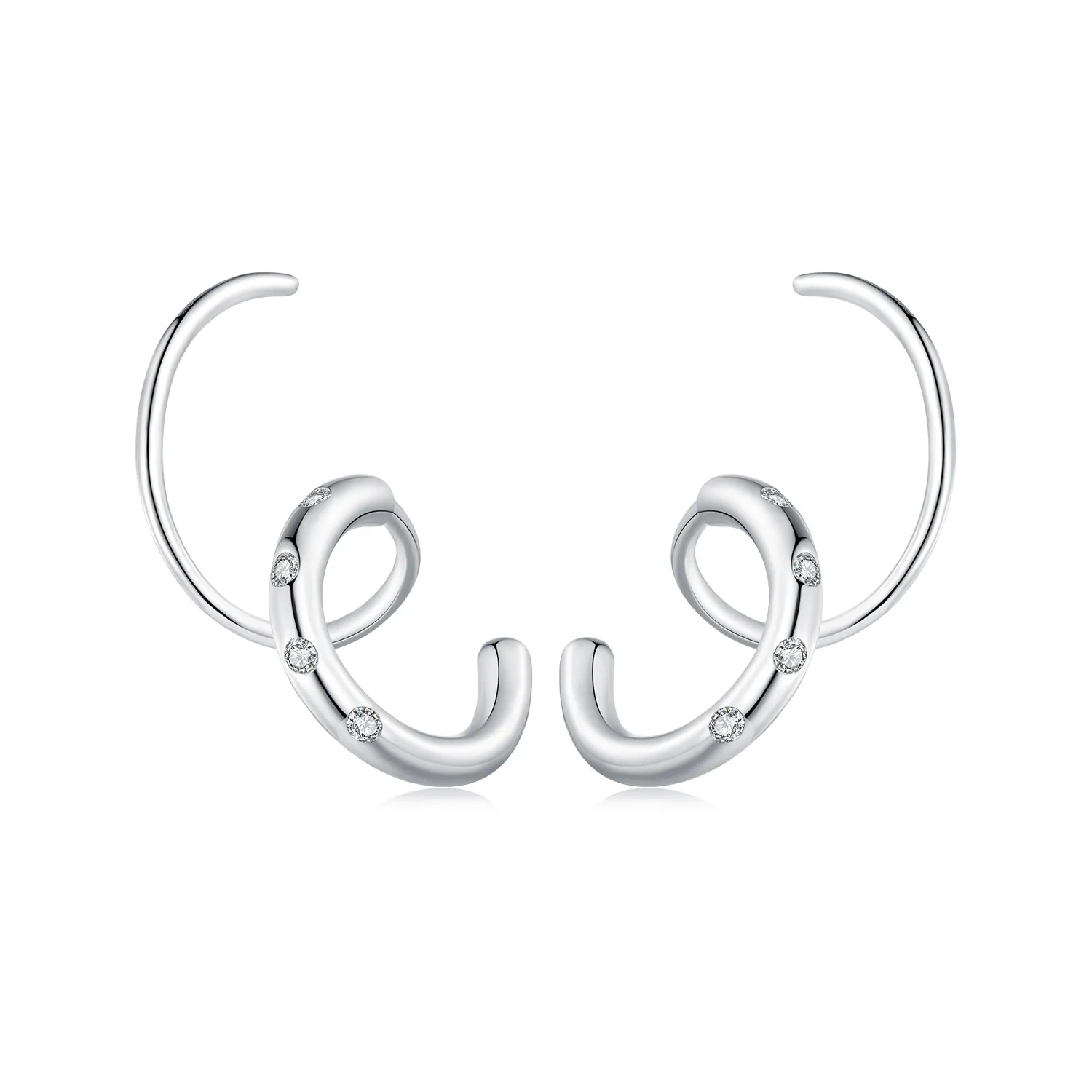 Pandora-inspired Double Hoop Stud Earrings - SCE1652