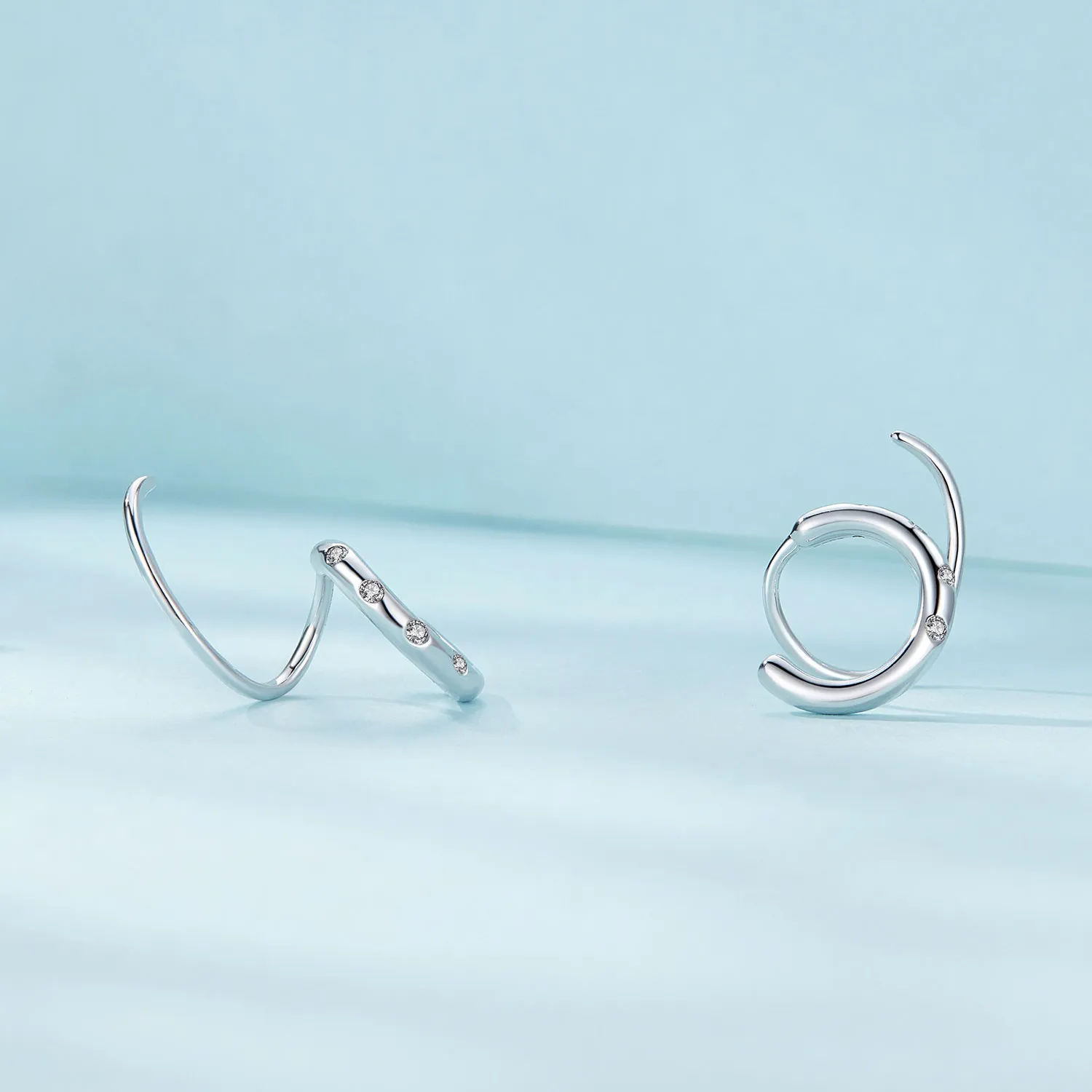 Pandora-inspired Double Hoop Stud Earrings - SCE1652