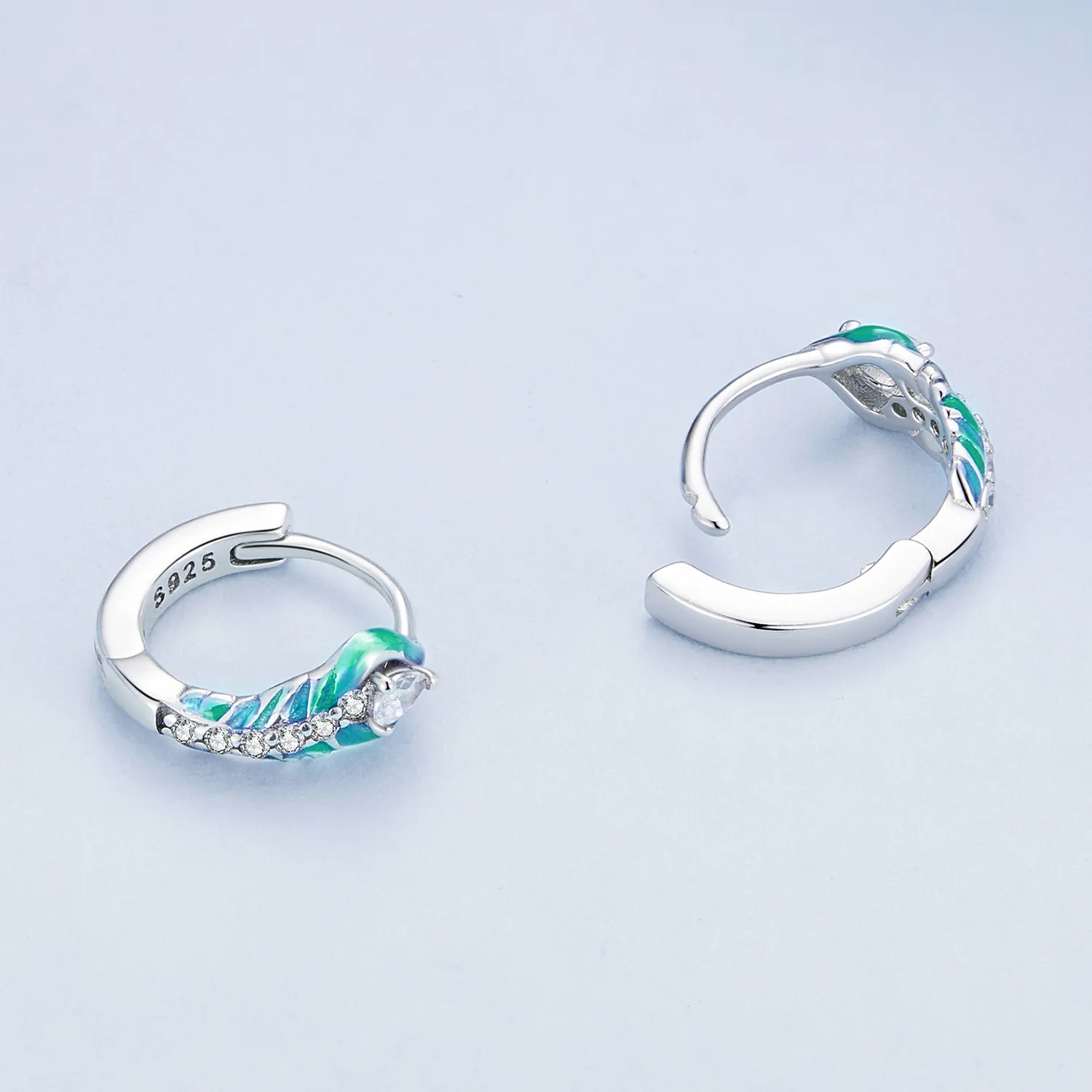 Pandora-inspired Feather Hoop Earrings - BSE882