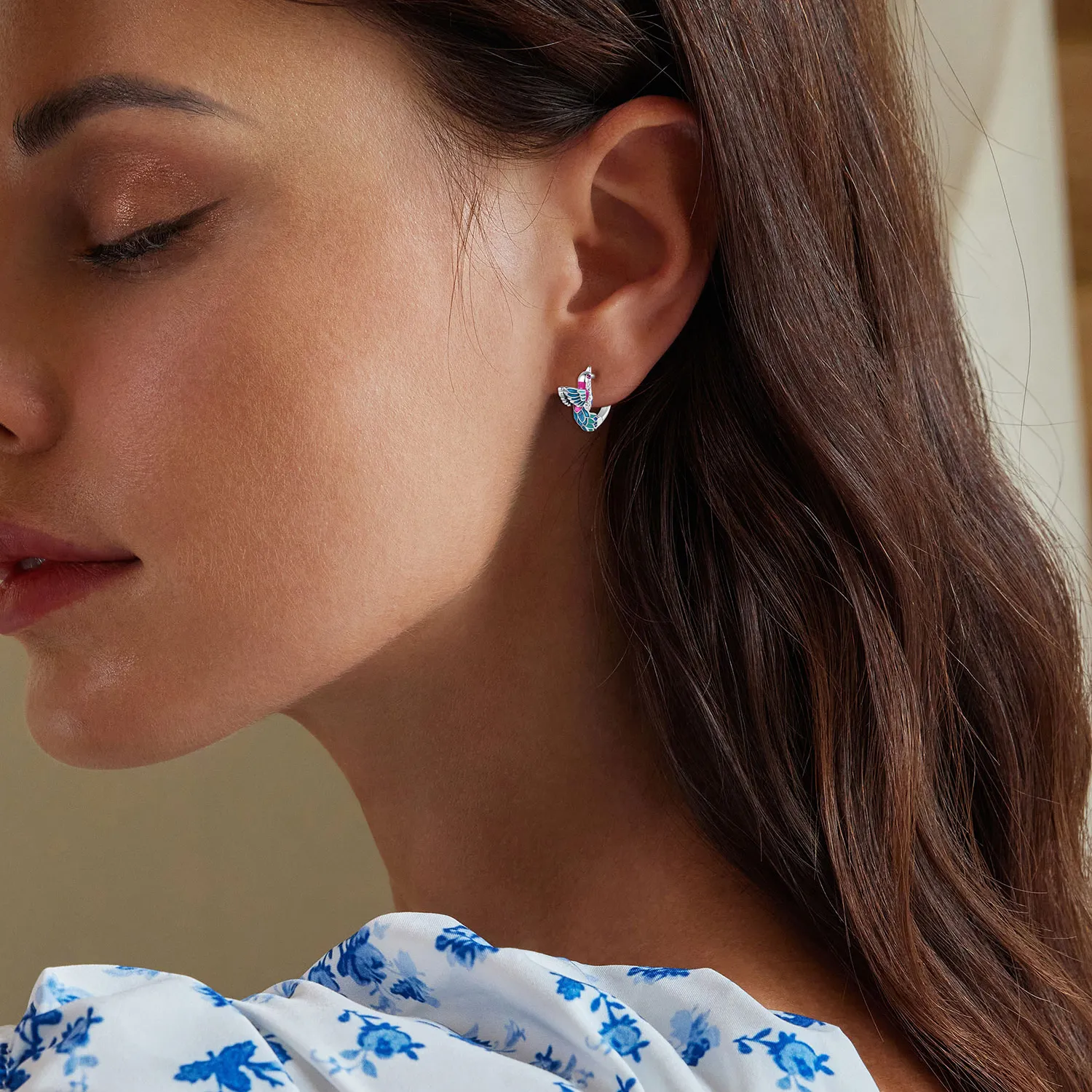 Pandora-inspired Kingfisher Hoop Earrings - BSE899