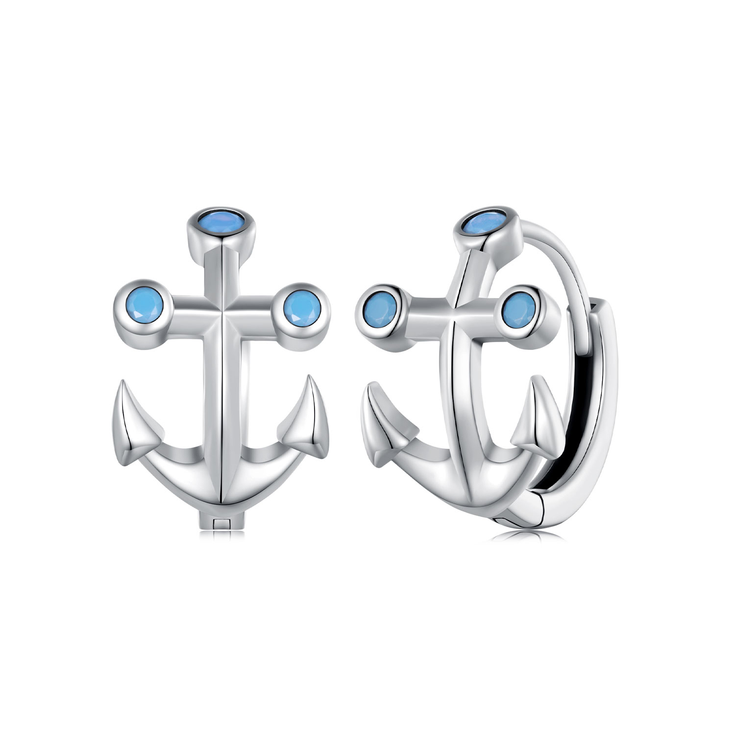 pandora style anchor hoop earrings sce1619