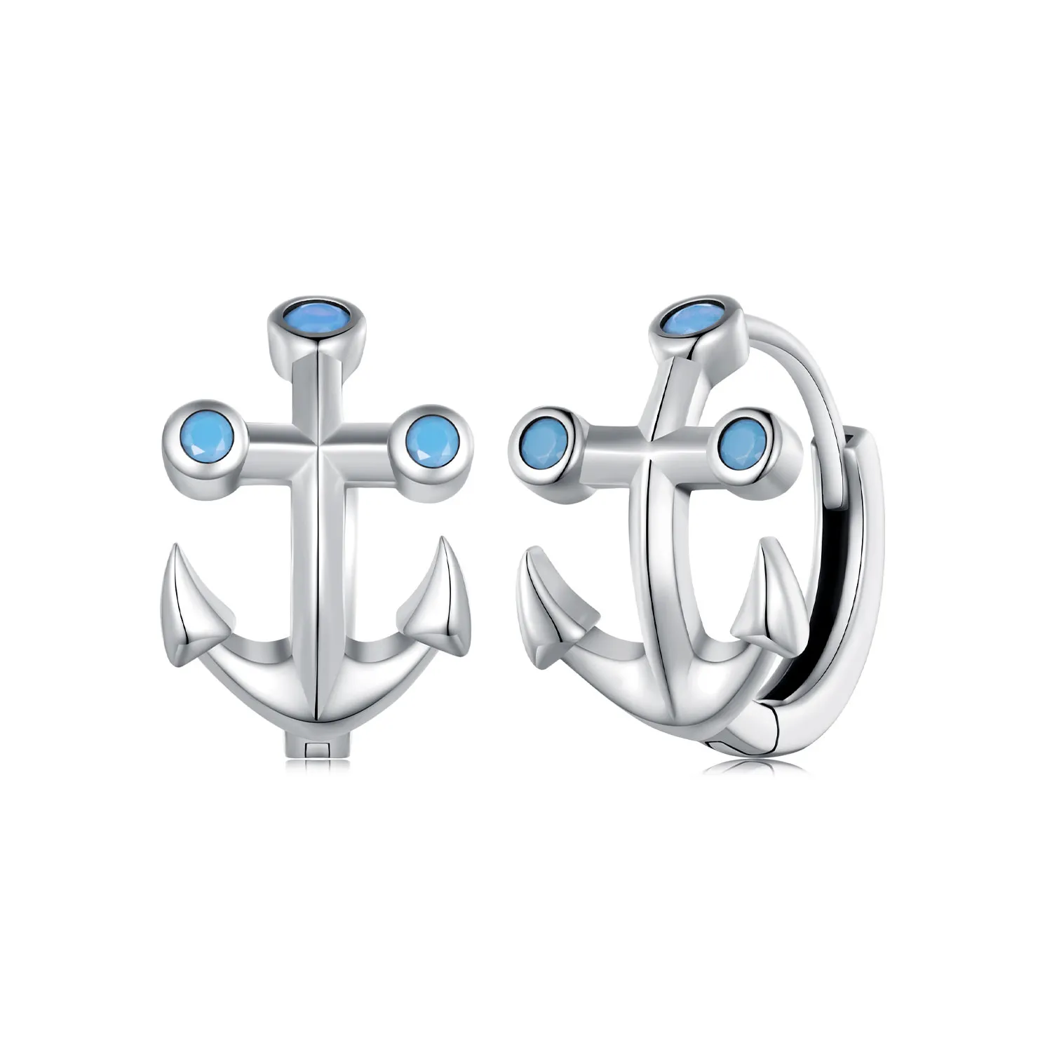 Pandora-style Anchor Hoop Earrings - SCE1619