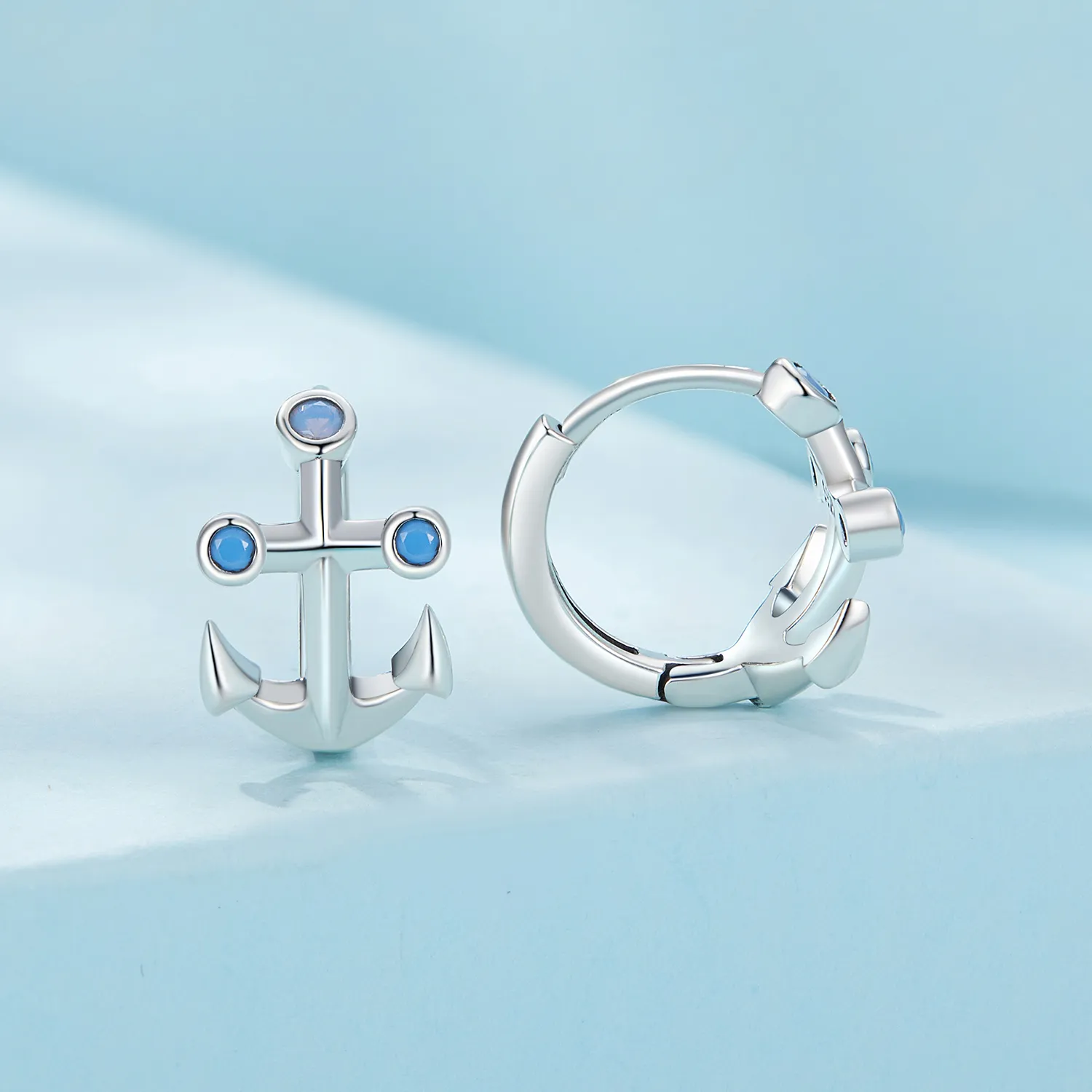 Pandora-style Anchor Hoop Earrings - SCE1619