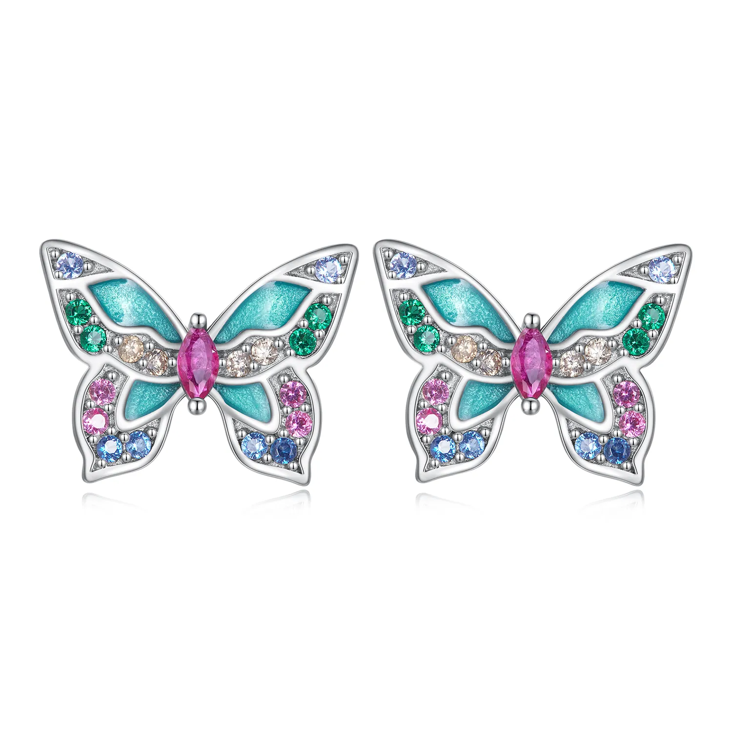 pandora style butterfly stud earrings bse807