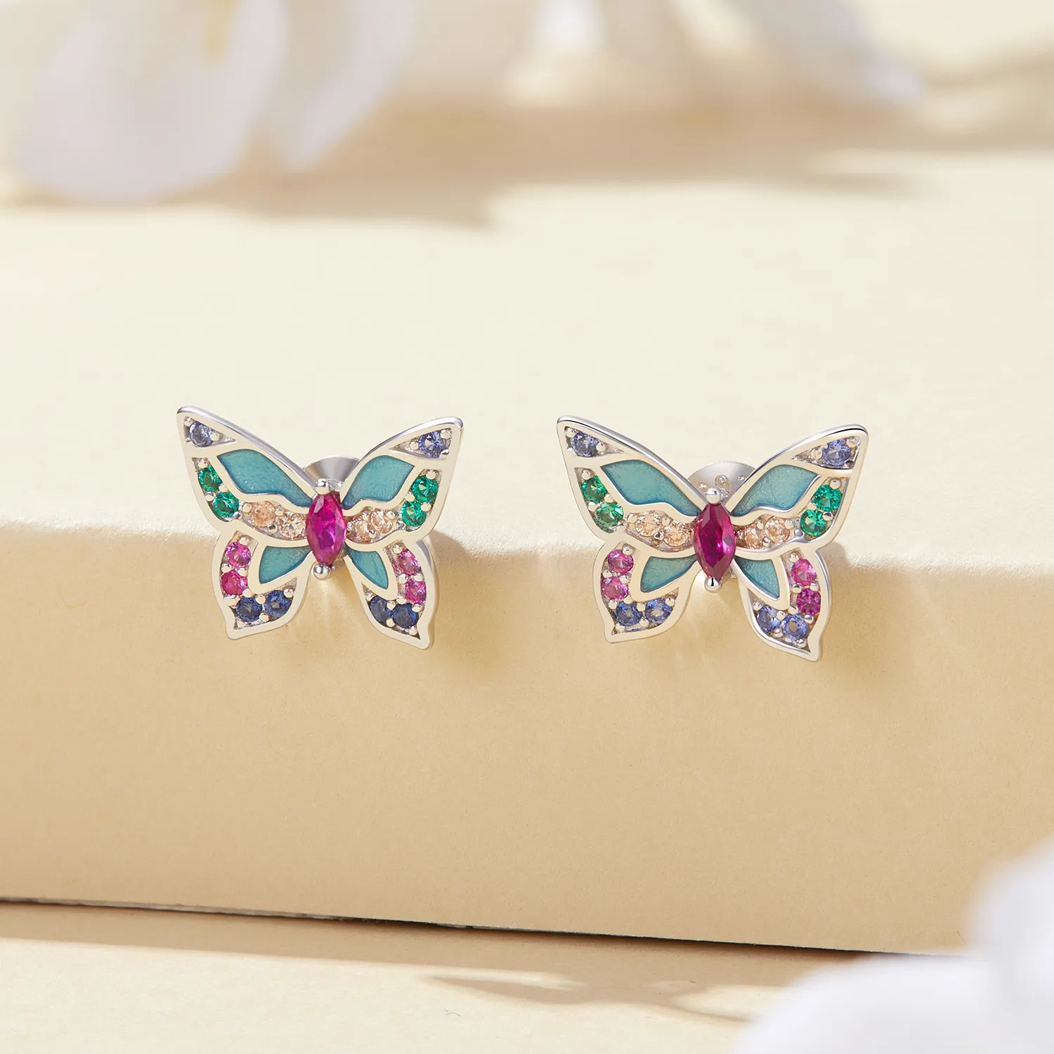 Pandora-style Butterfly Stud Earrings - BSE807