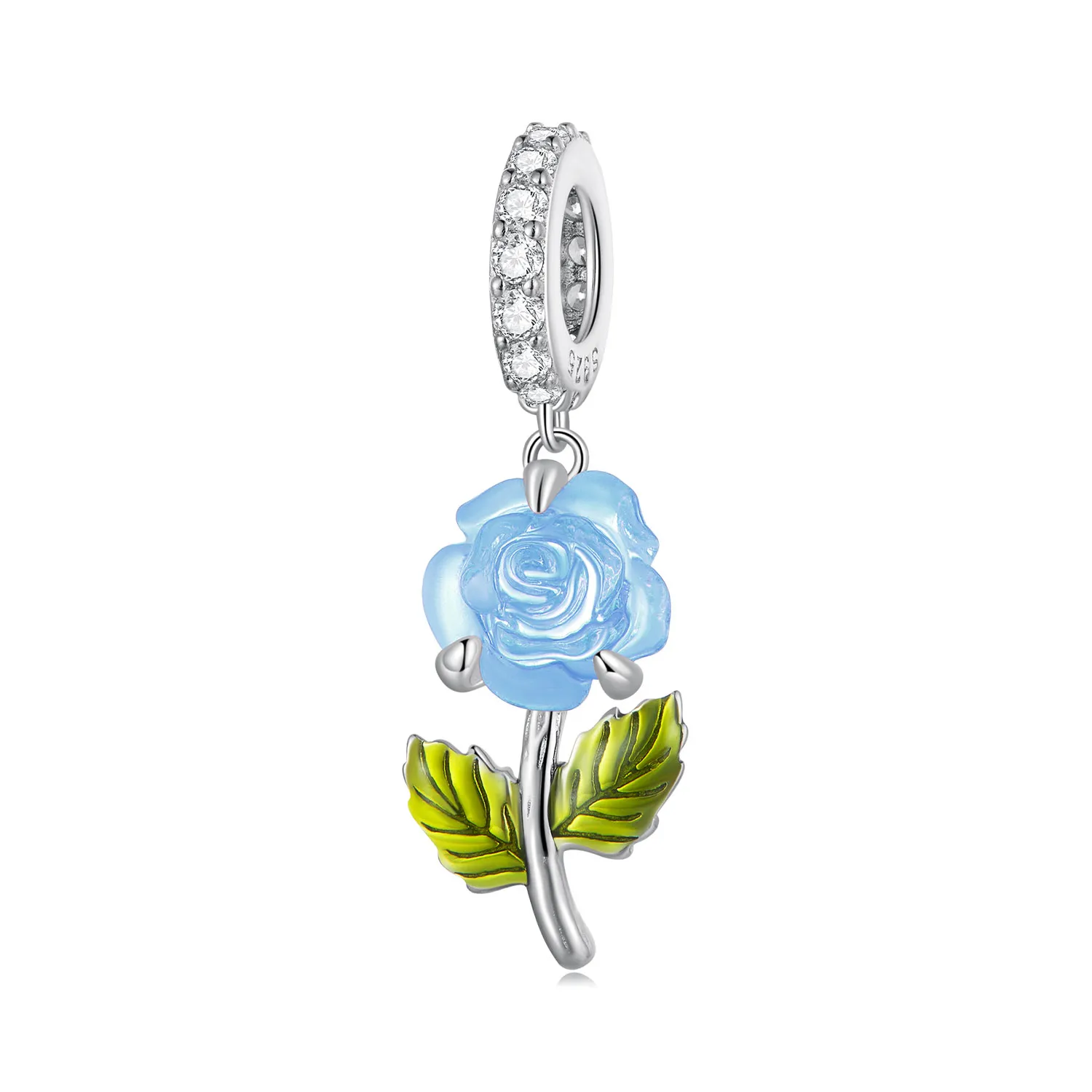 Pandora-style Crystal Rose Dangle - BSC824-BU