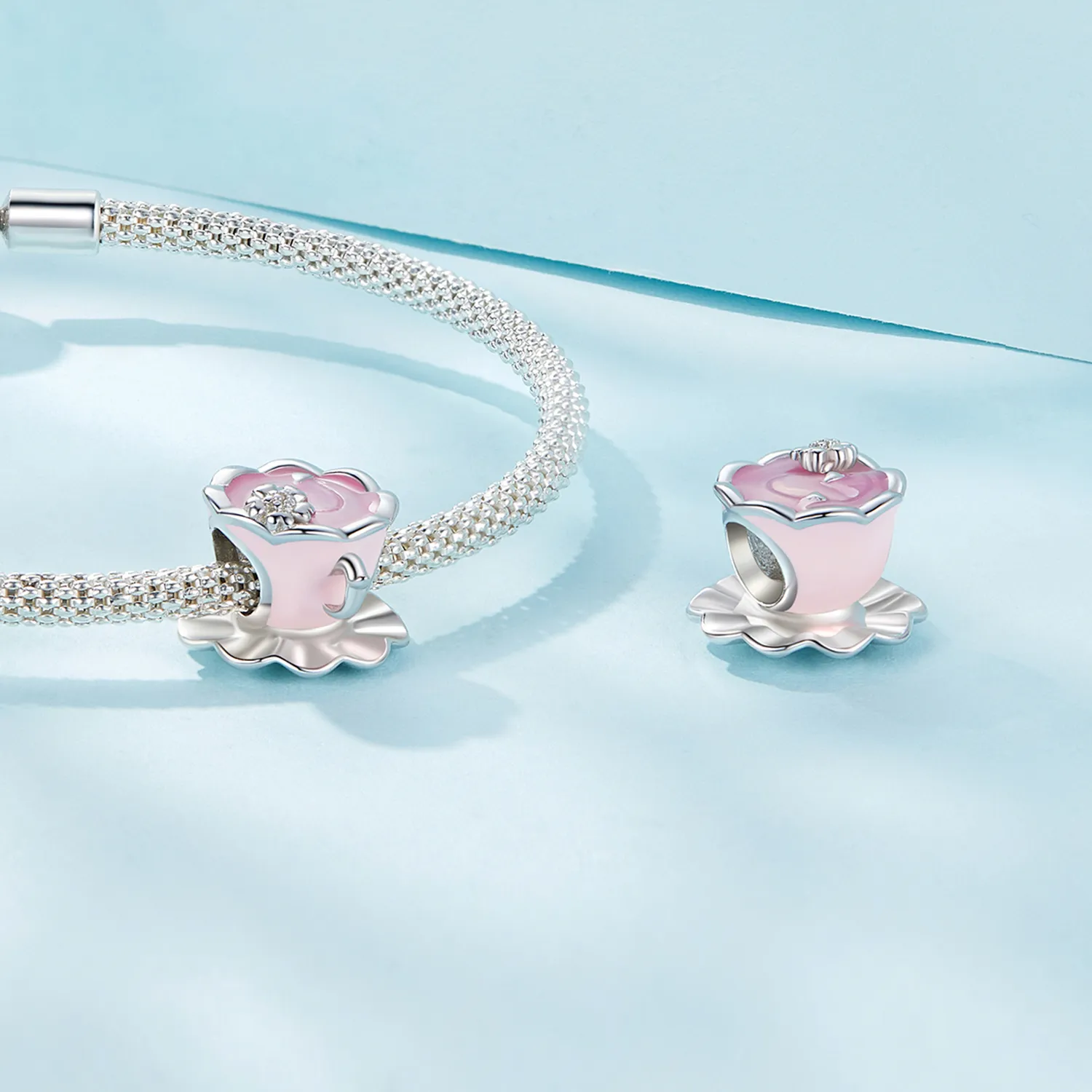 Pandora-style Flower Tea Cup Charm - SCC2563