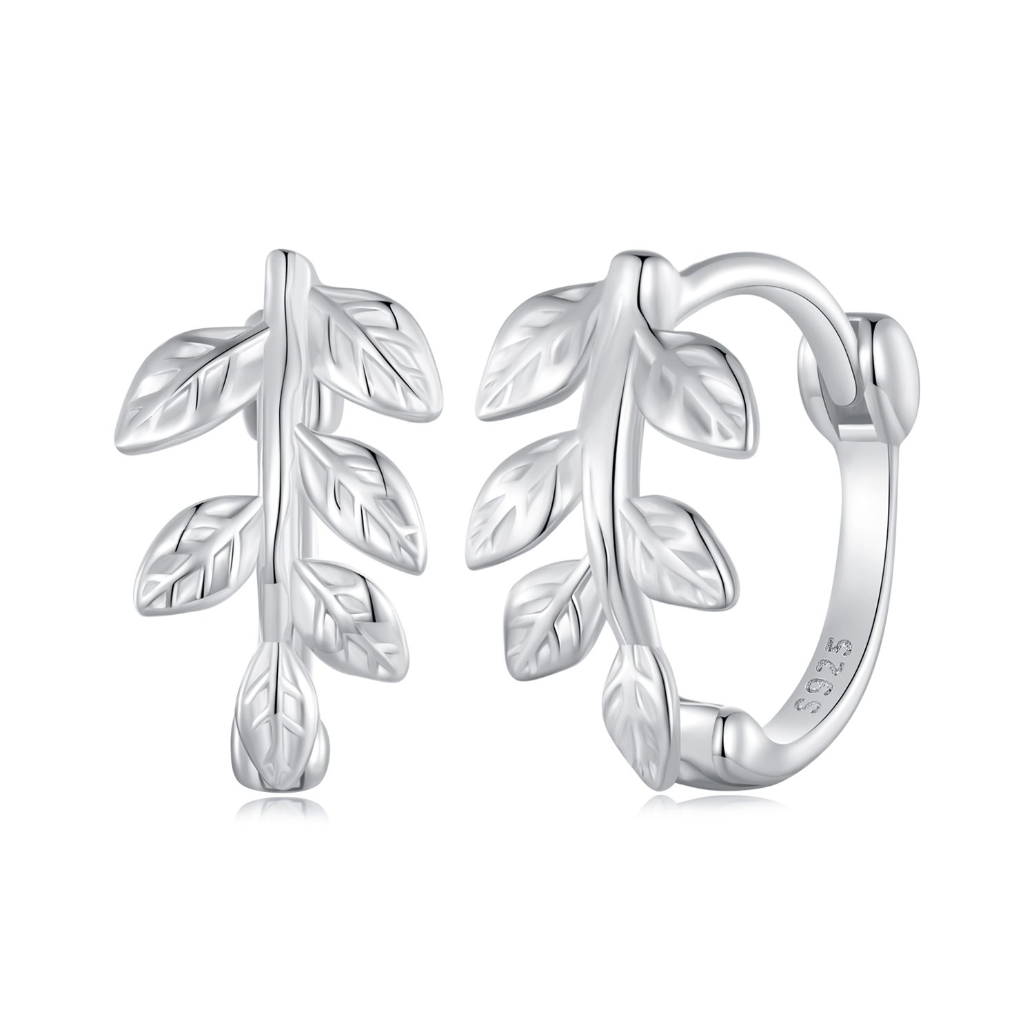 pandora style leaf hoop earrings sce1660