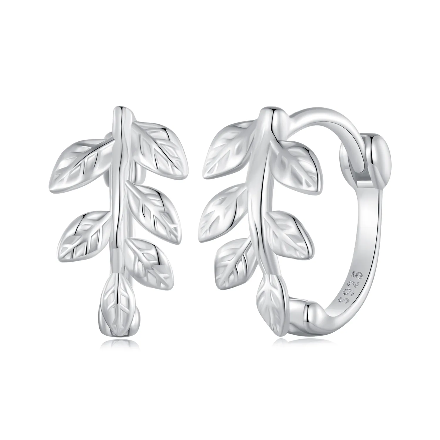 Pandora-style Leaf Hoop Earrings - SCE1660