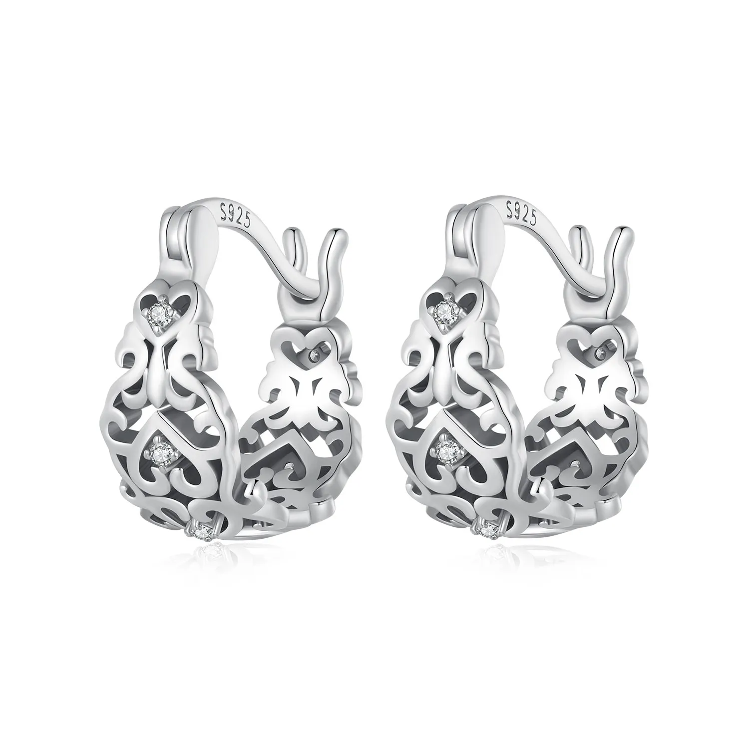 Pandora-style Retro Pattern Hoop Earrings - SCE1650