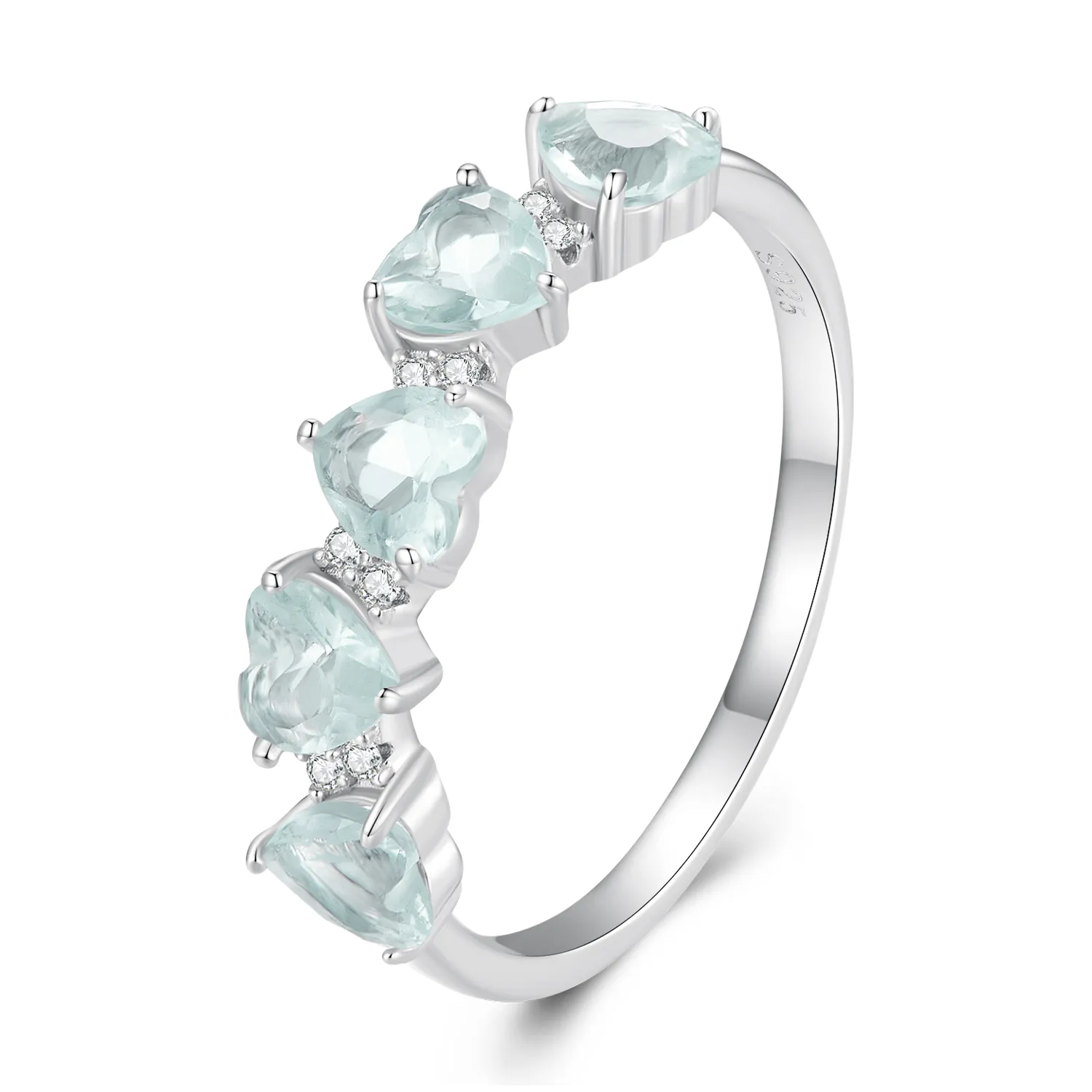 pandora style sea blue heart ring bsr406