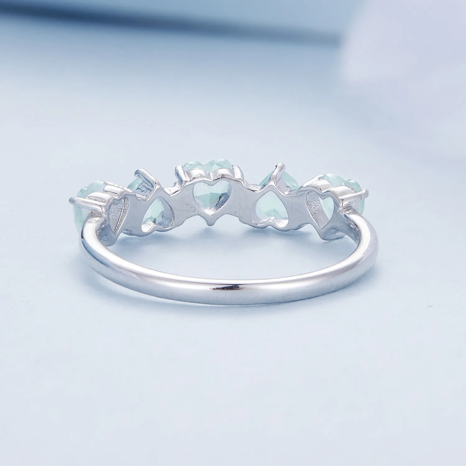 Pandora-style Sea Blue Heart Ring - BSR406