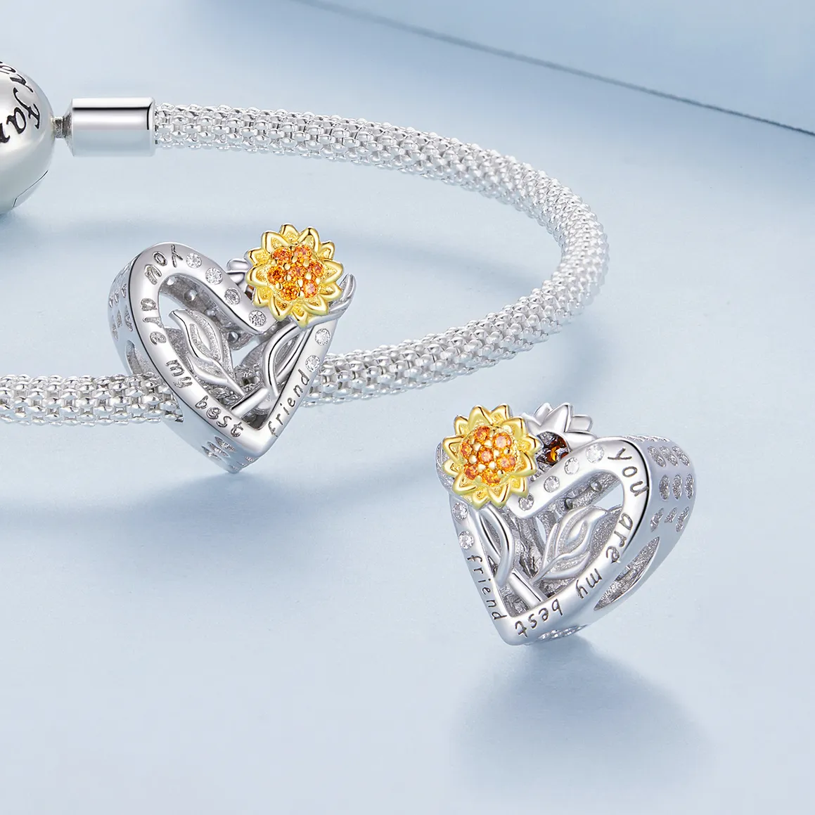 Pandora-style Sunflower Charm - BSC839