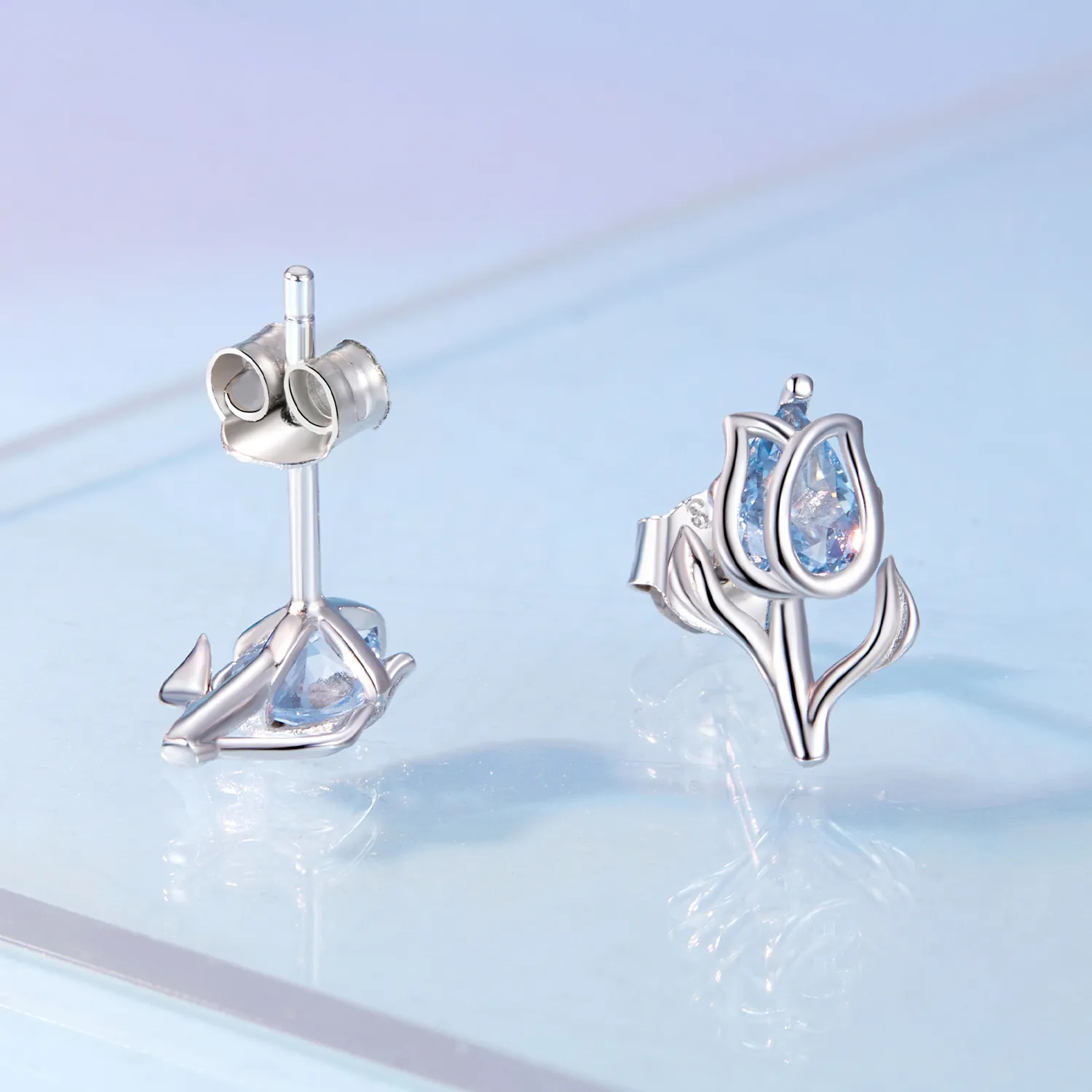 Pandora-style Tulip Stud Earrings - BSE873