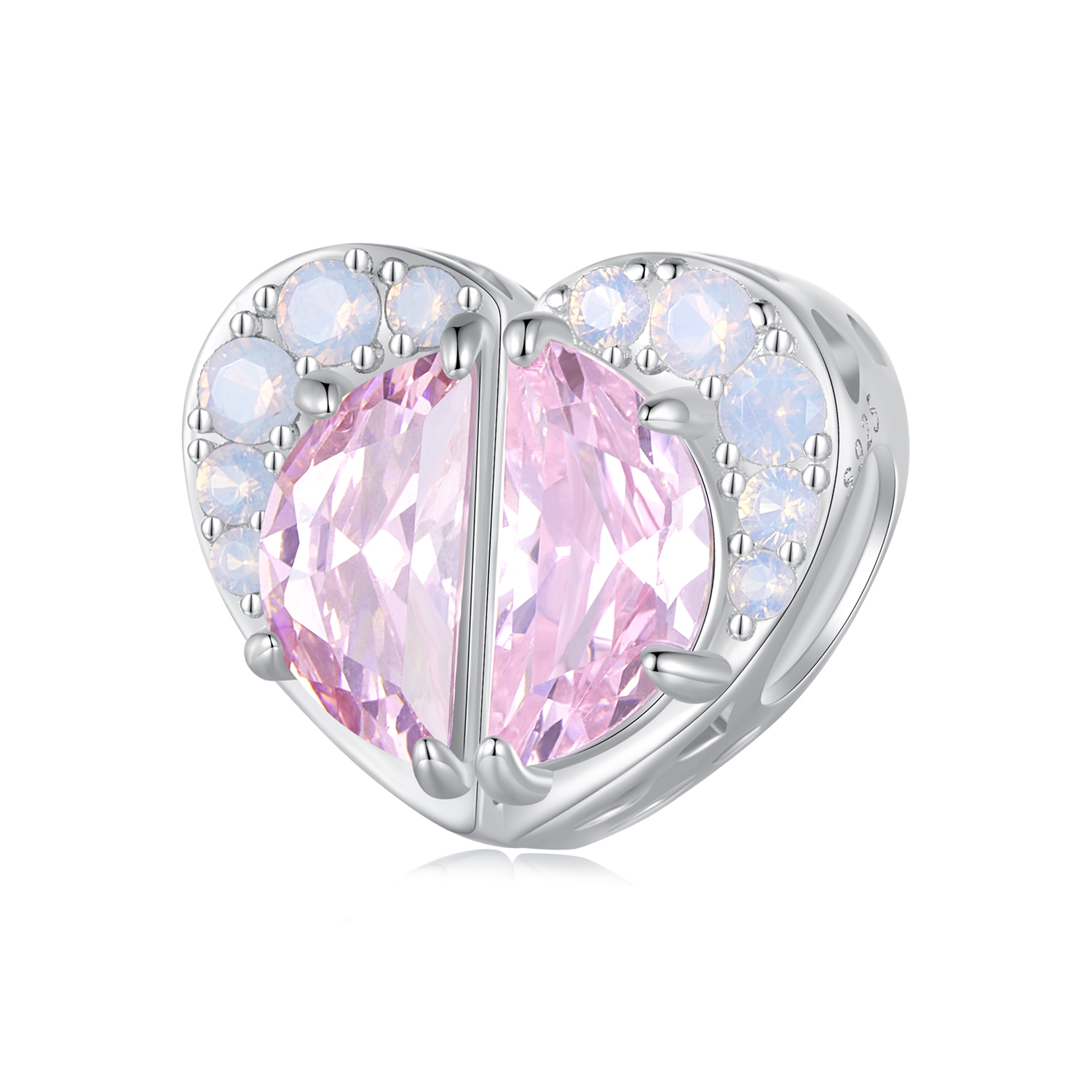 pink sisters heart charm in pandora style scc2641