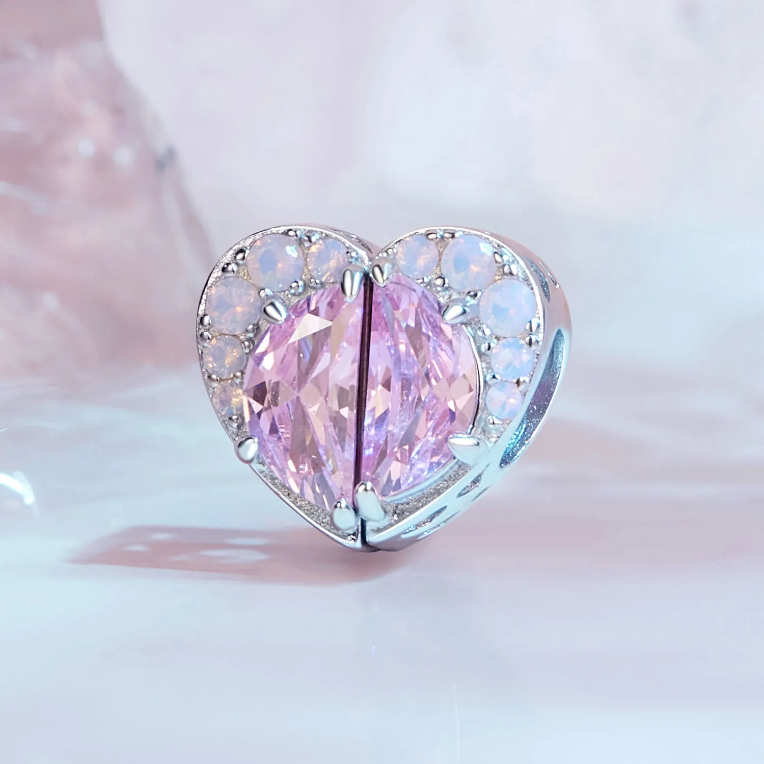 Pink Sisters Heart Charm in Pandora Style - SCC2641