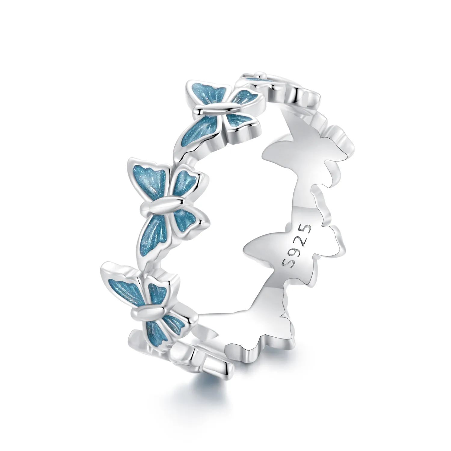 pandora style blue butterfly ring bsr508