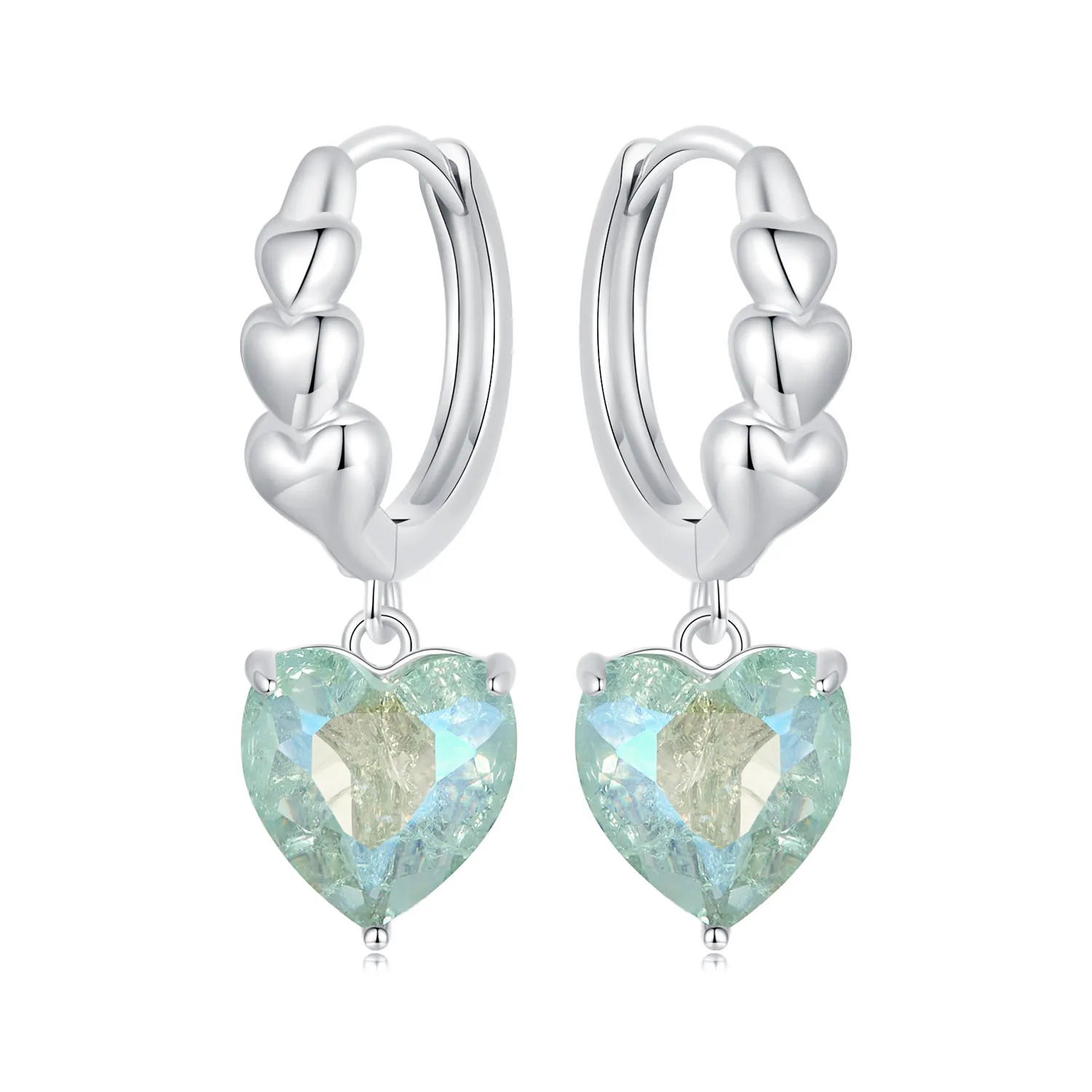 PANDORA Style Blue Green Ice Zirconia Heart Shape Earrings - SCE1706