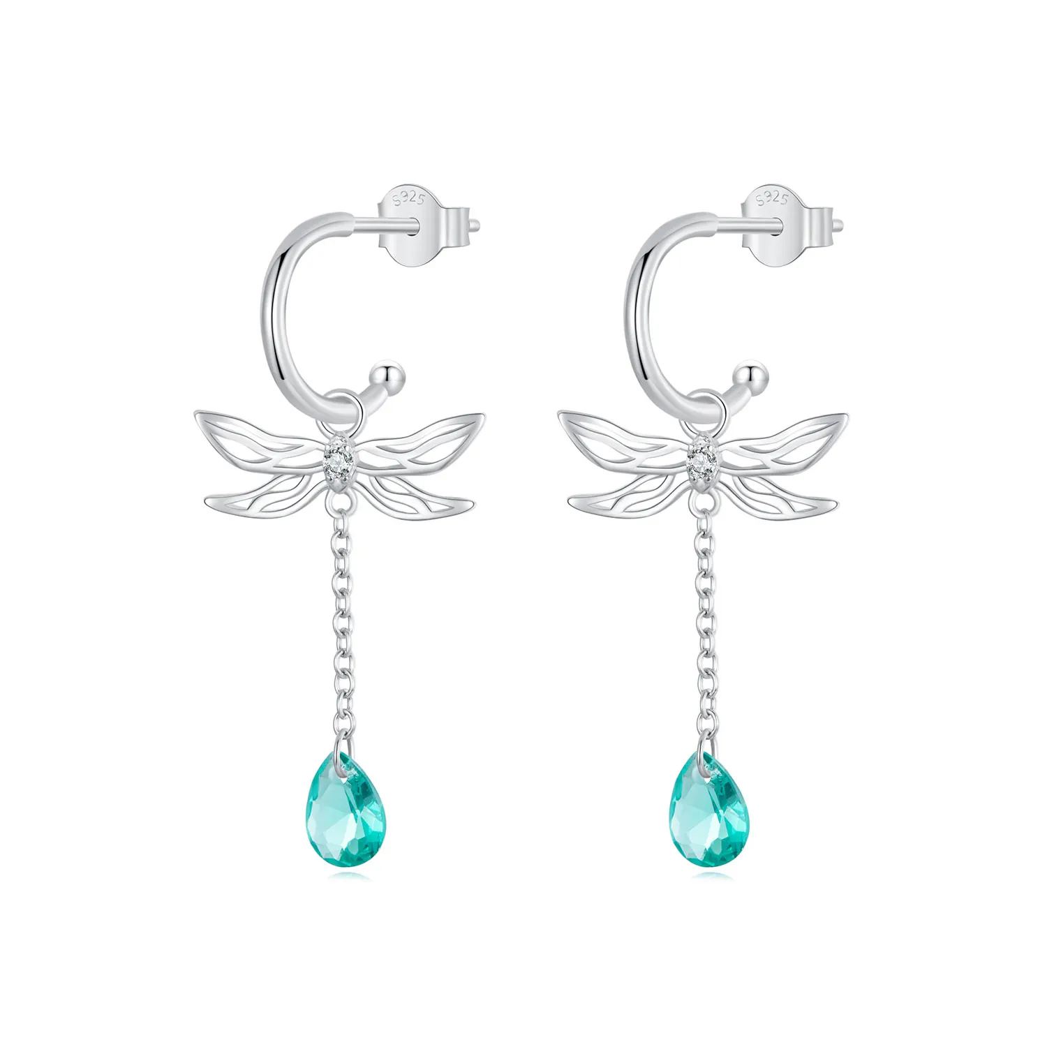 pandora style dragonfly tassel stud earrings sce1699