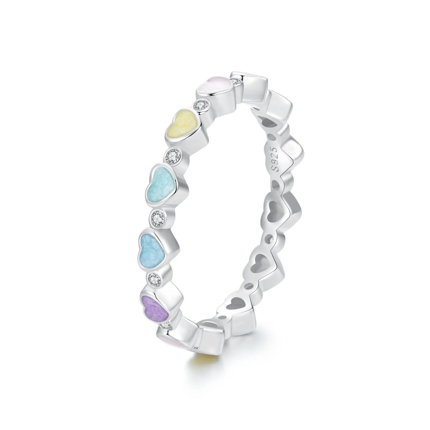 pandora style heart shaped colorful dopamine ring scr995