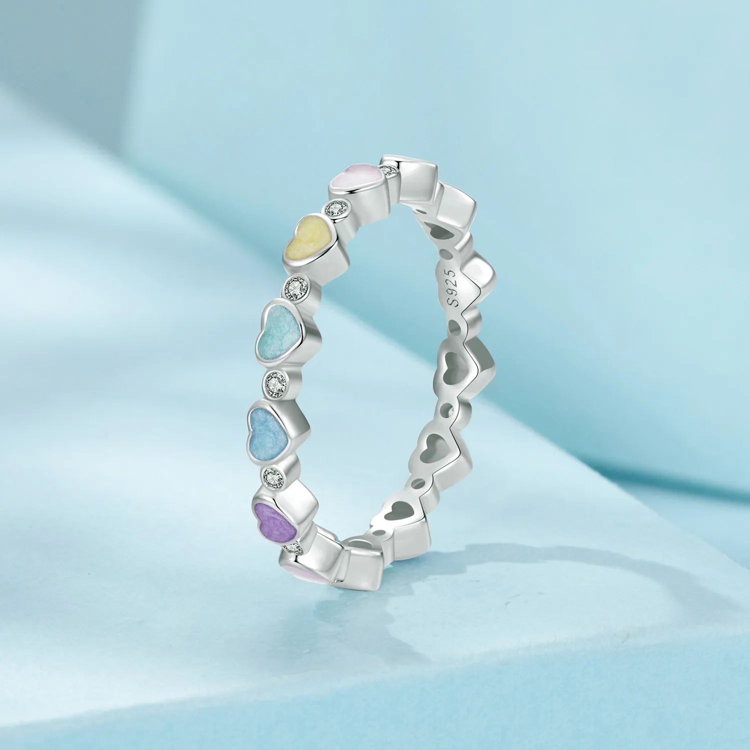 PANDORA Style Heart Shaped Colorful Dopamine Ring - SCR995