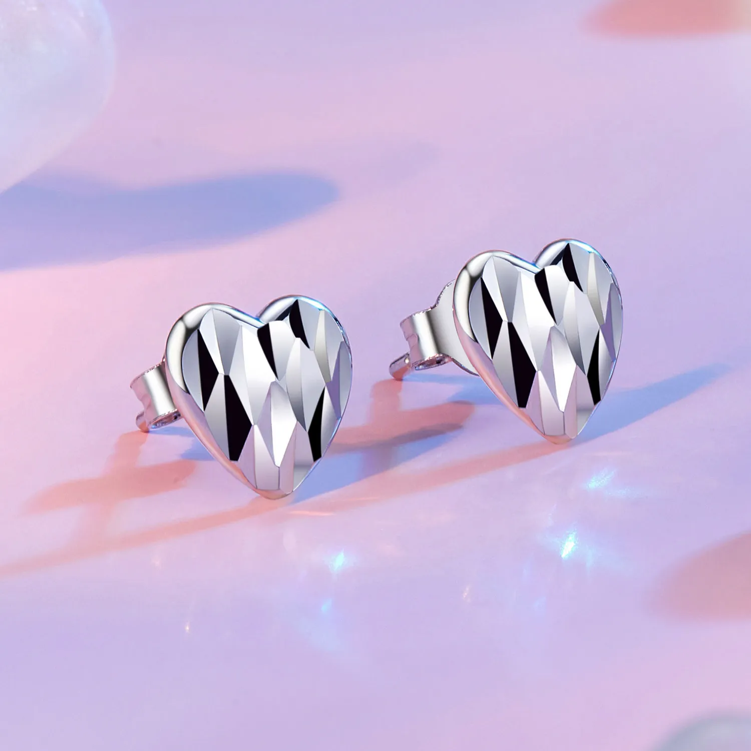 PANDORA Style Heart Shaped Flower Earrings - SCE1703