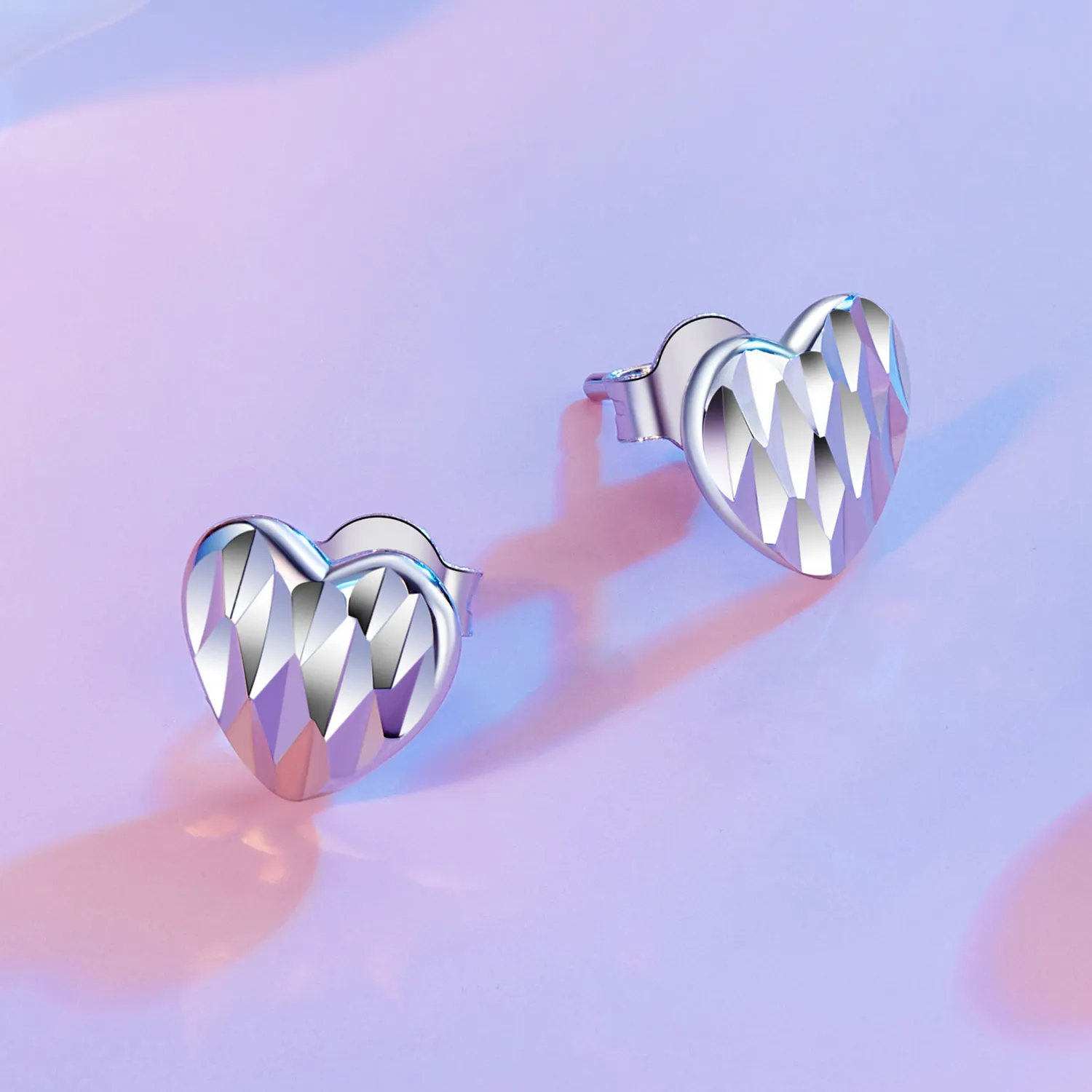 PANDORA Style Heart Shaped Flower Earrings - SCE1703