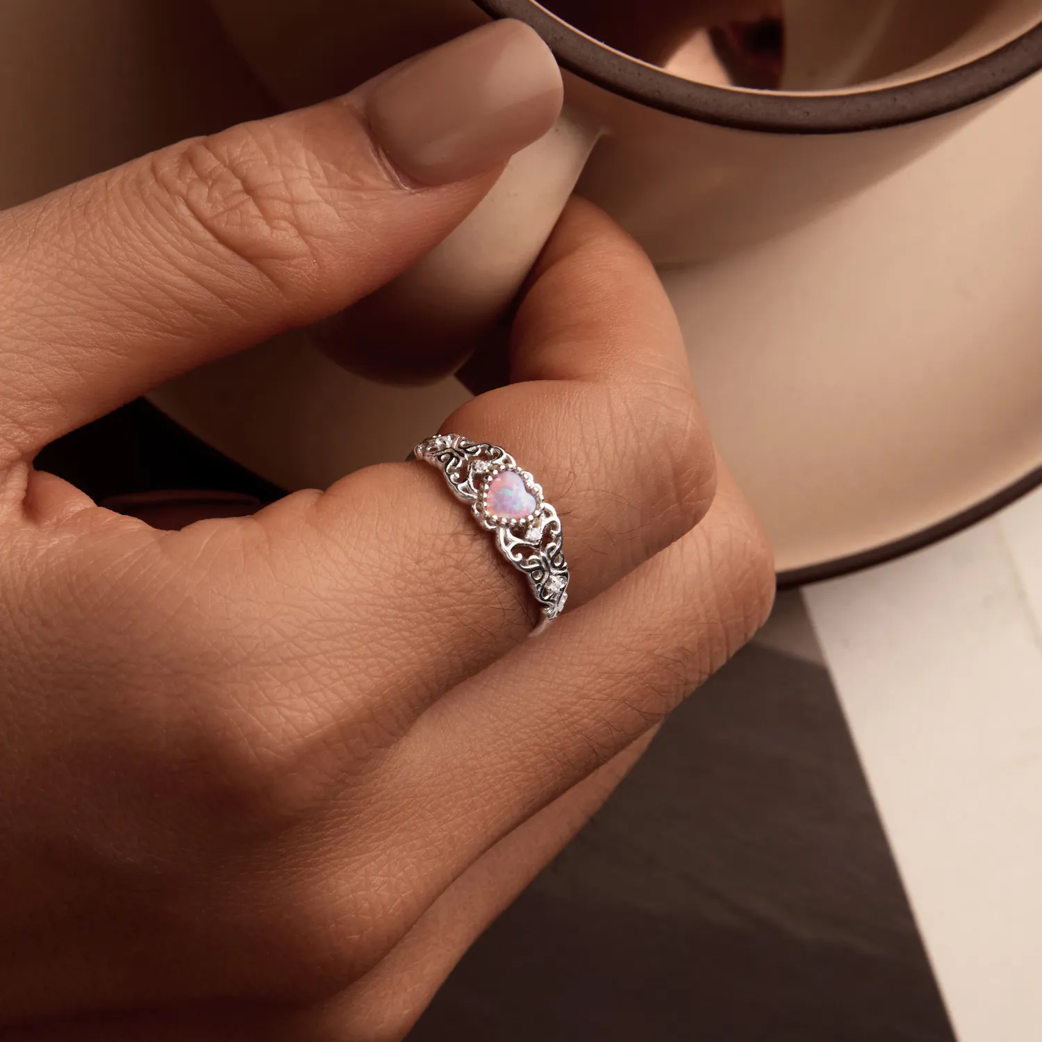 PANDORA Style Pink Opal Ring - BSR512