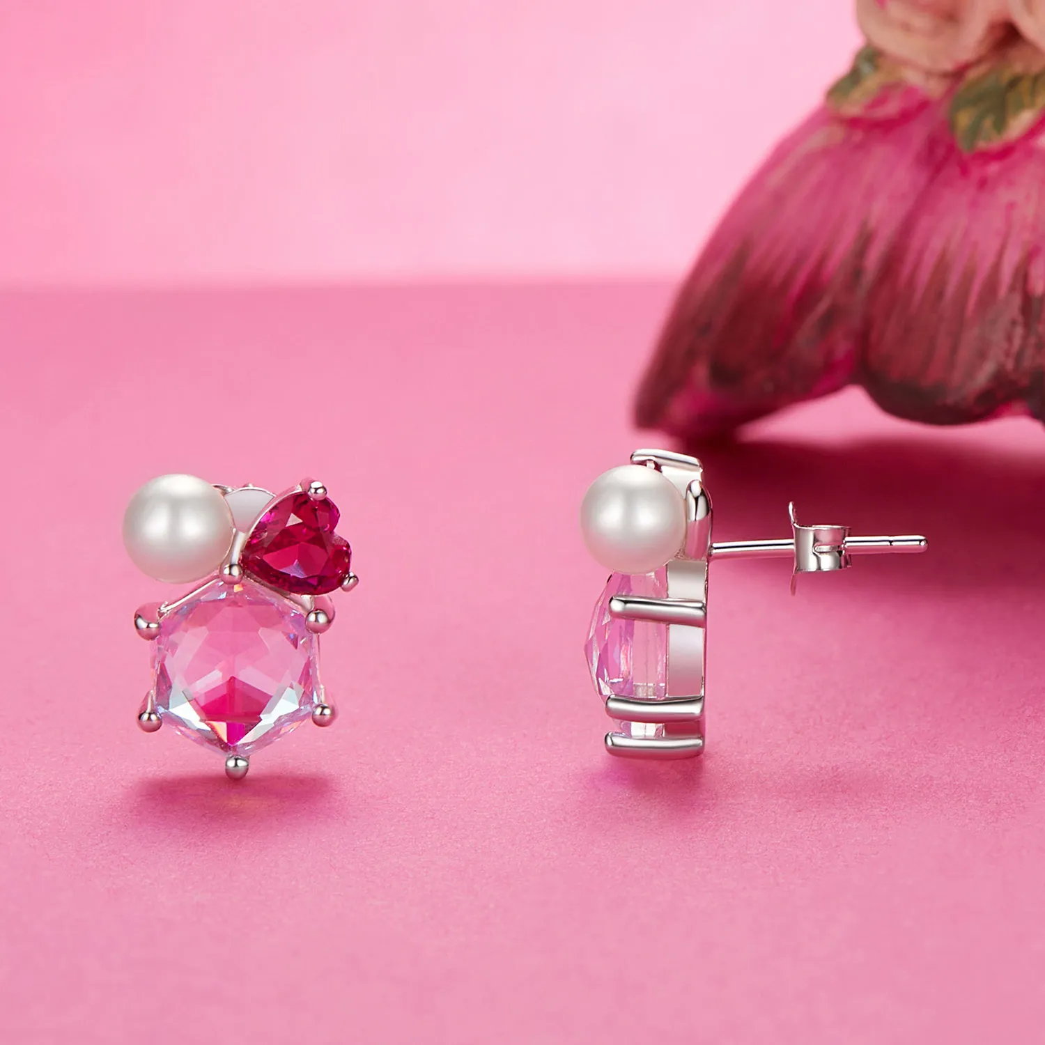 PANDORA Style Pink Sparkling Pearl Earrings - SCE1697