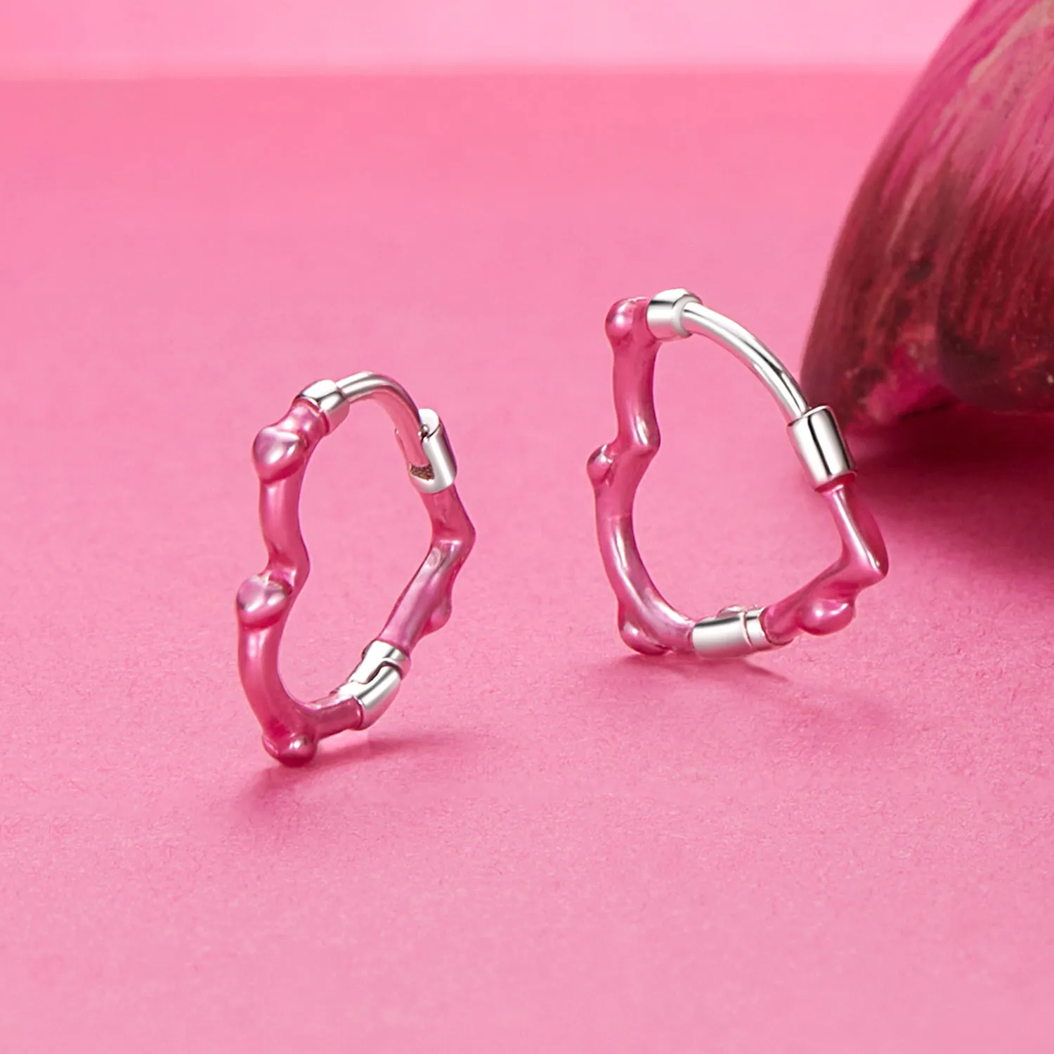 PANDORA Style Rose Heart-Shaped Earrings - SCE1698