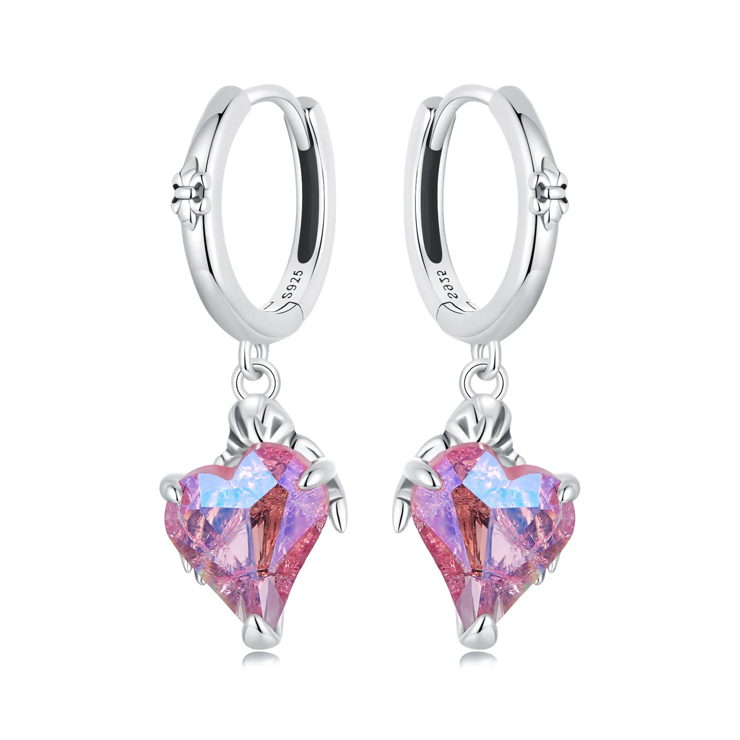 pandora style skeleton hand heart shaped earrings sce1705