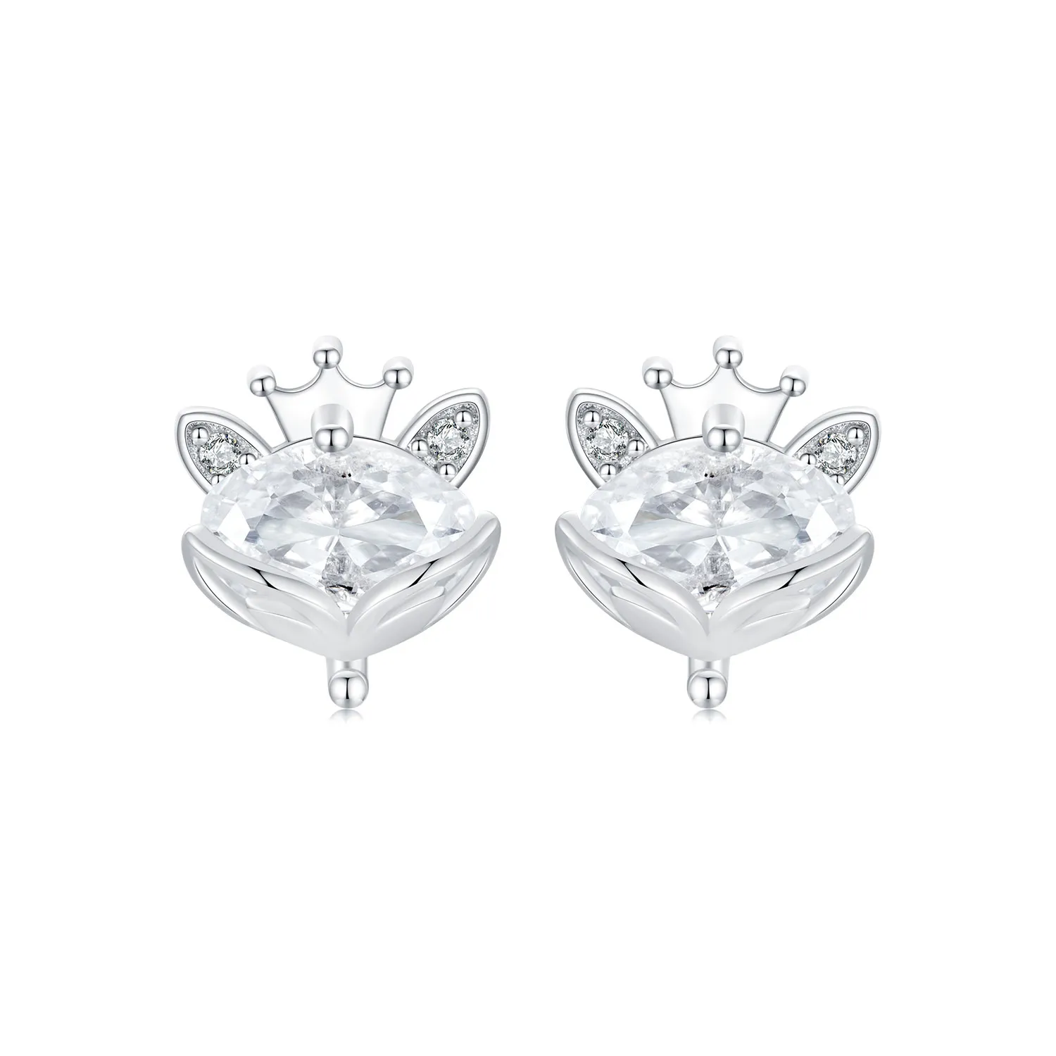 pandora style crown fox princess earrings sce1708