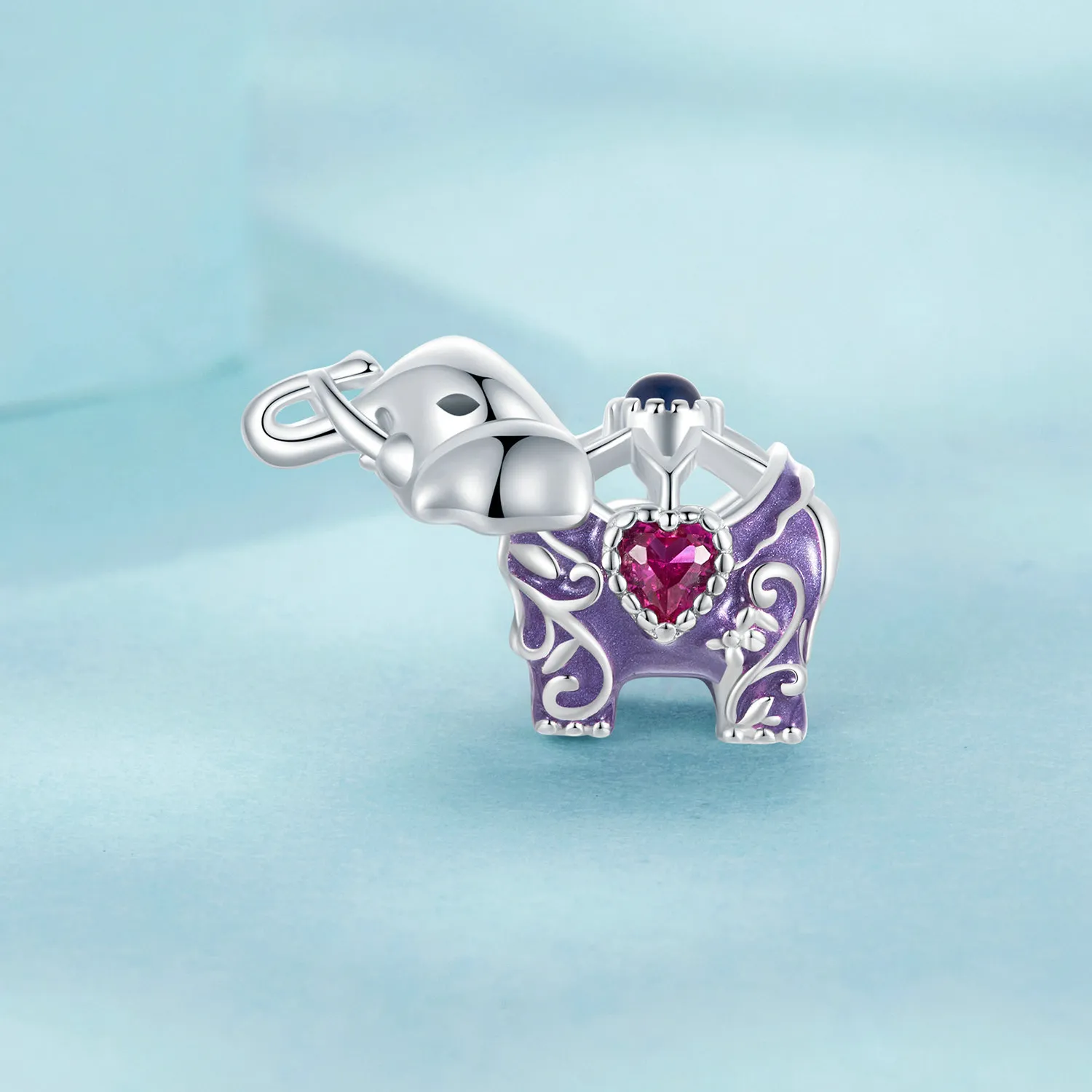 PANDORA Style Elephant Hollow Pattern Engraved Sterling Silver Beads - SCC2758